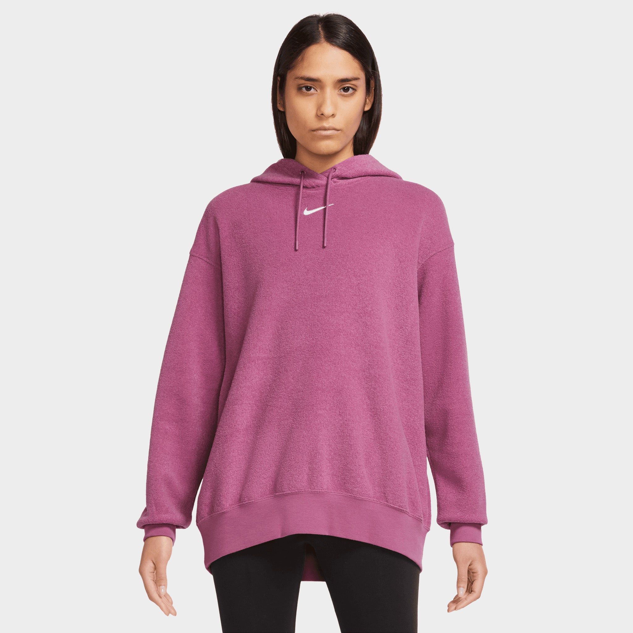 Nike Sportswear Women’s Essentials Plush Pullover Hoodie Light Bordeaux / White sold by JD Sports
