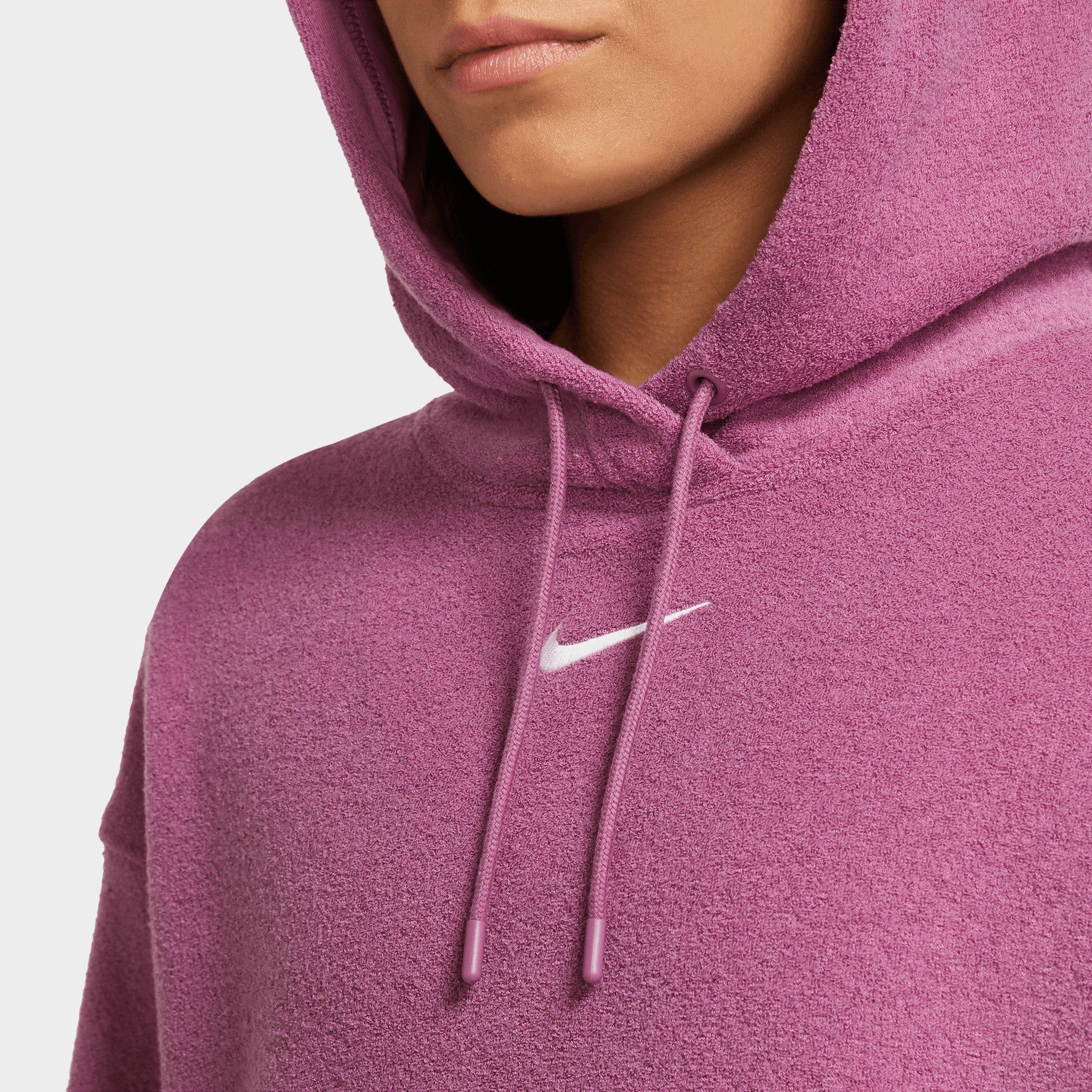 Nike Sportswear Women’s Essentials Plush Pullover Hoodie Light Bordeaux / White sold by JD Sports product image thumbnail 3