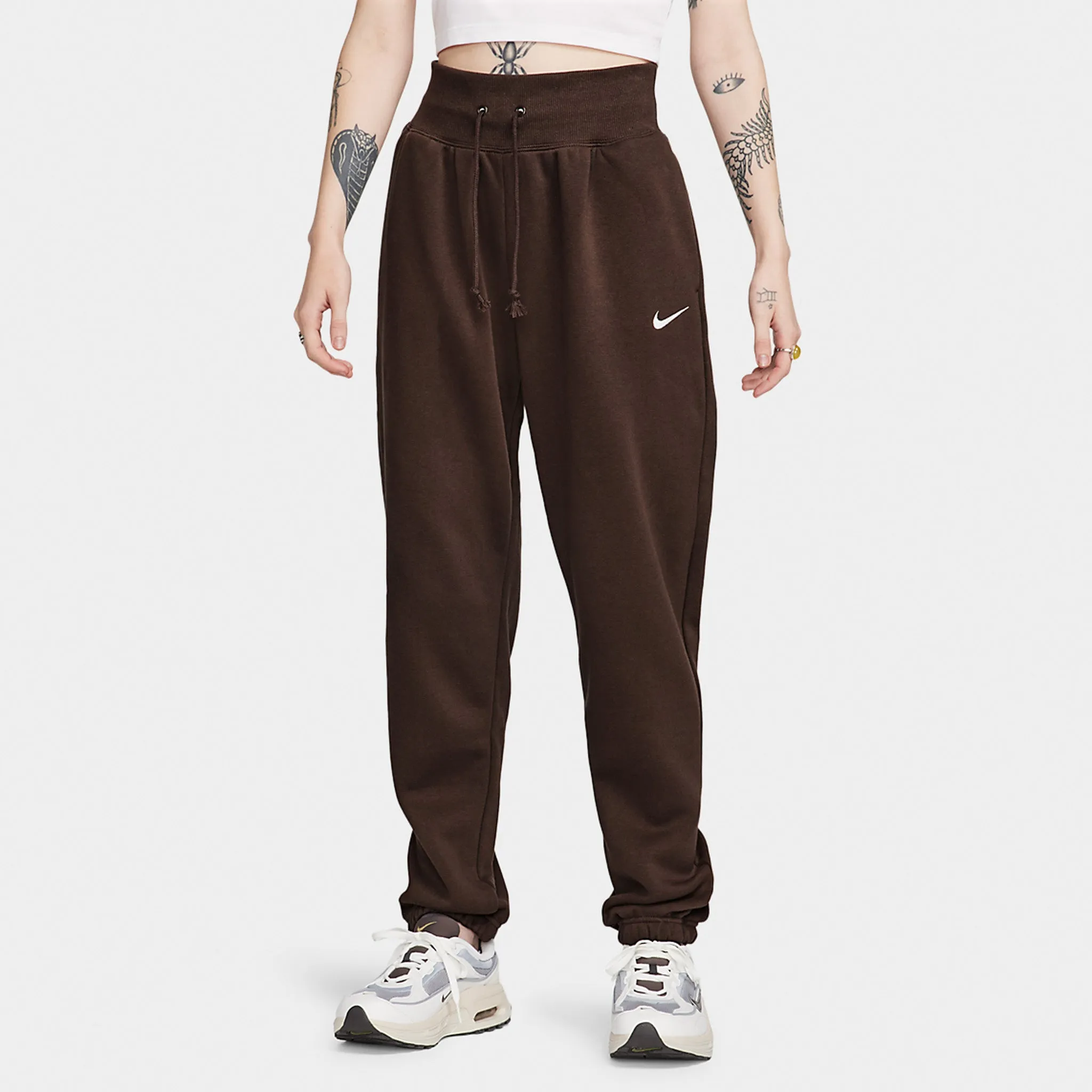 Nike Women’s Phoenix Fleece High-Waisted Pants Baroque Brown / Sail sold by JD Sports