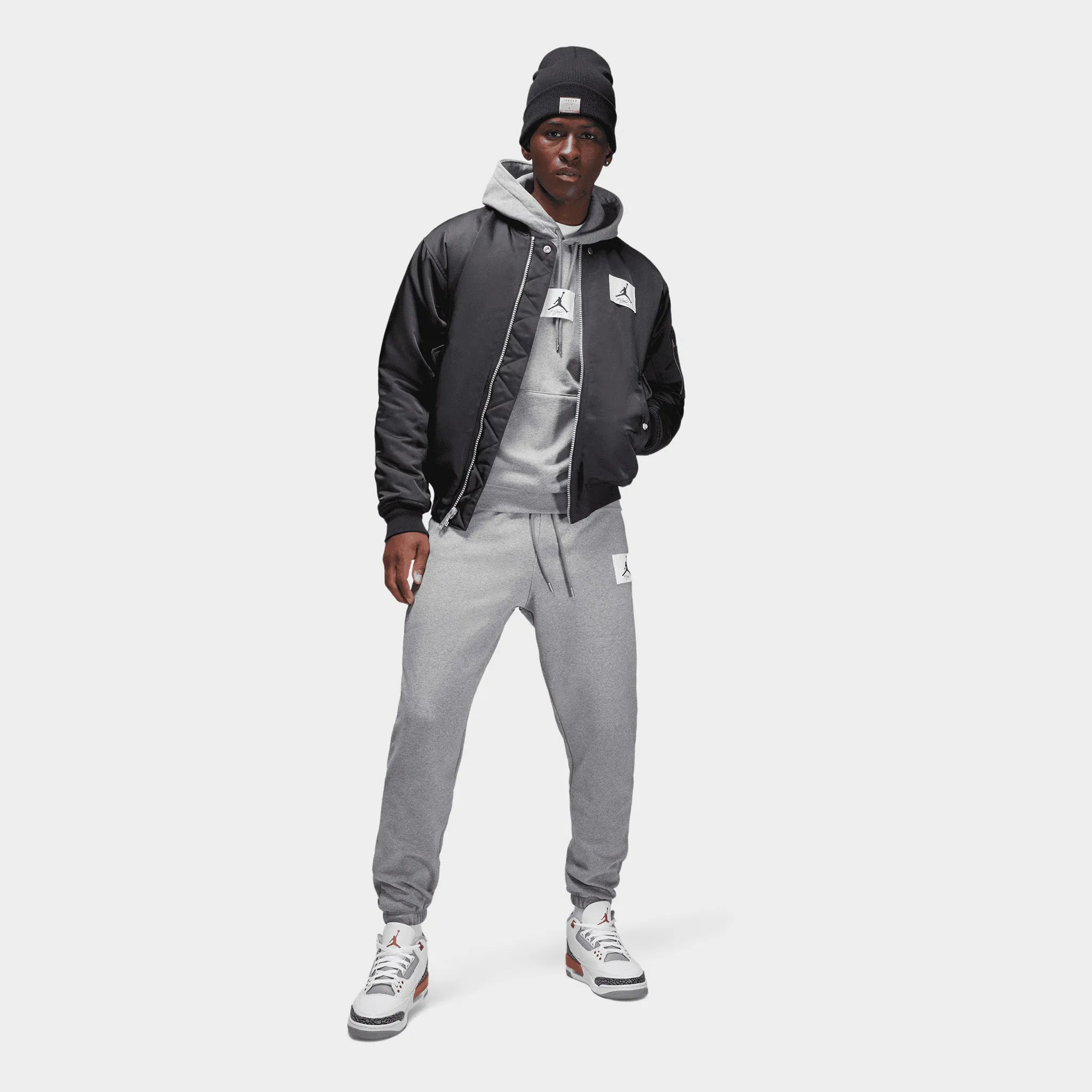 Jordan Flight Fleece Pullover Hoodie Carbon Heather / Sail sold by JD Sports product image thumbnail 4
