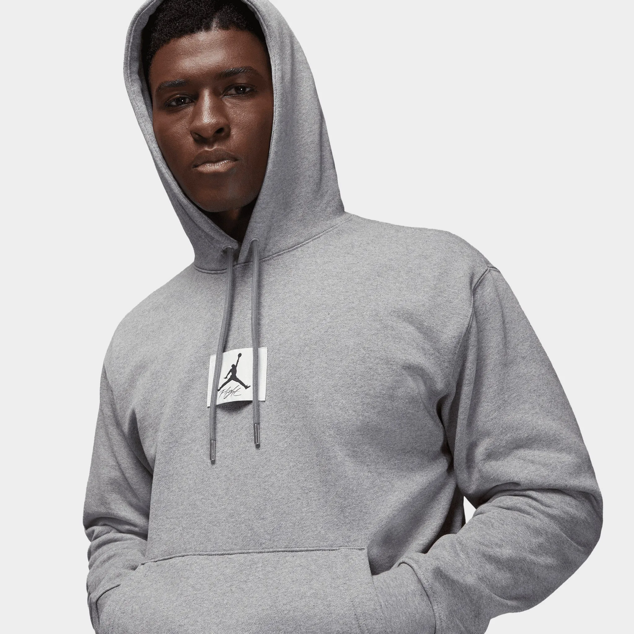 Jordan Flight Fleece Pullover Hoodie Carbon Heather / Sail sold by JD Sports product image thumbnail 3