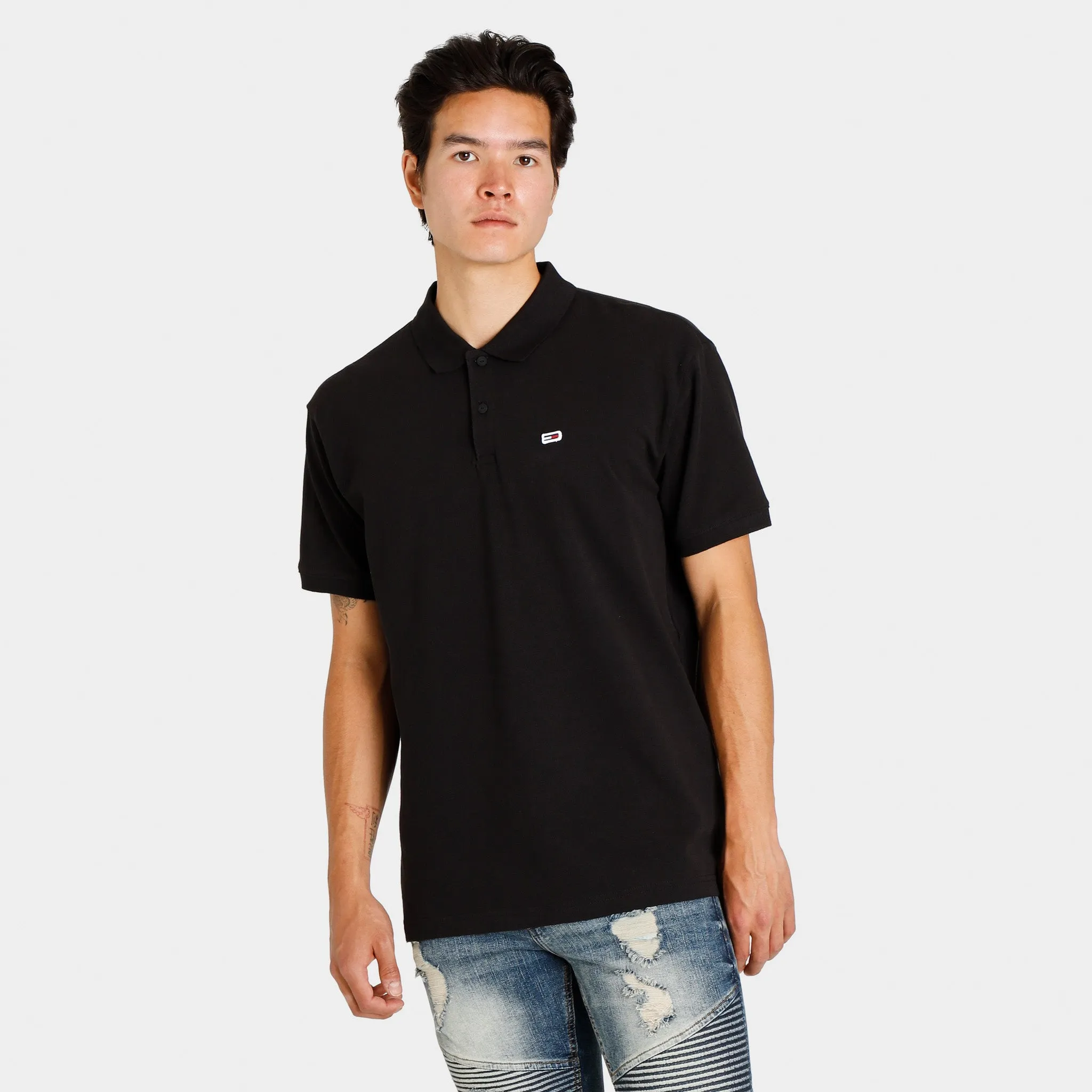 Tommy Jeans Relaxed Fit Polo Shirt Black / White sold by JD Sports