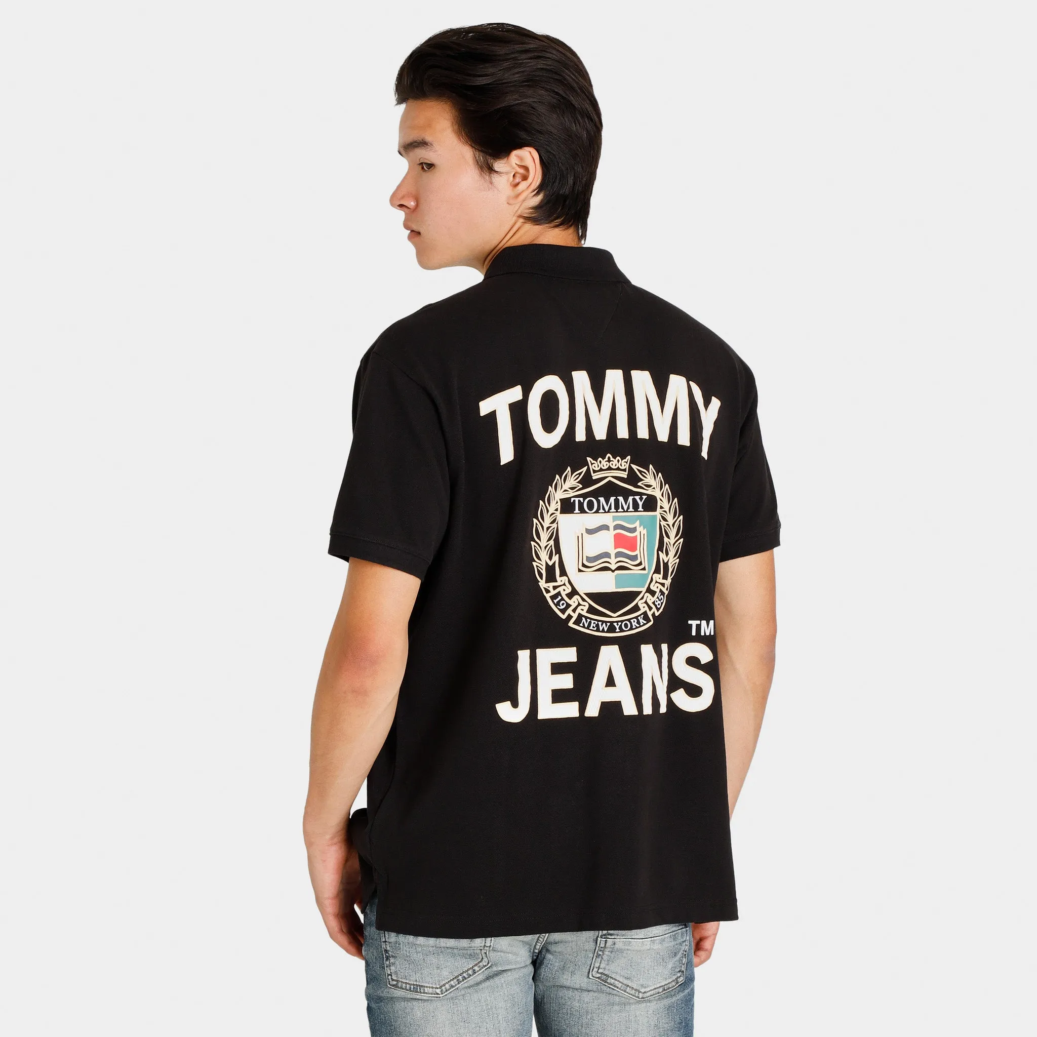 Tommy Jeans Relaxed Fit Polo Shirt Black / White sold by JD Sports product image thumbnail 3