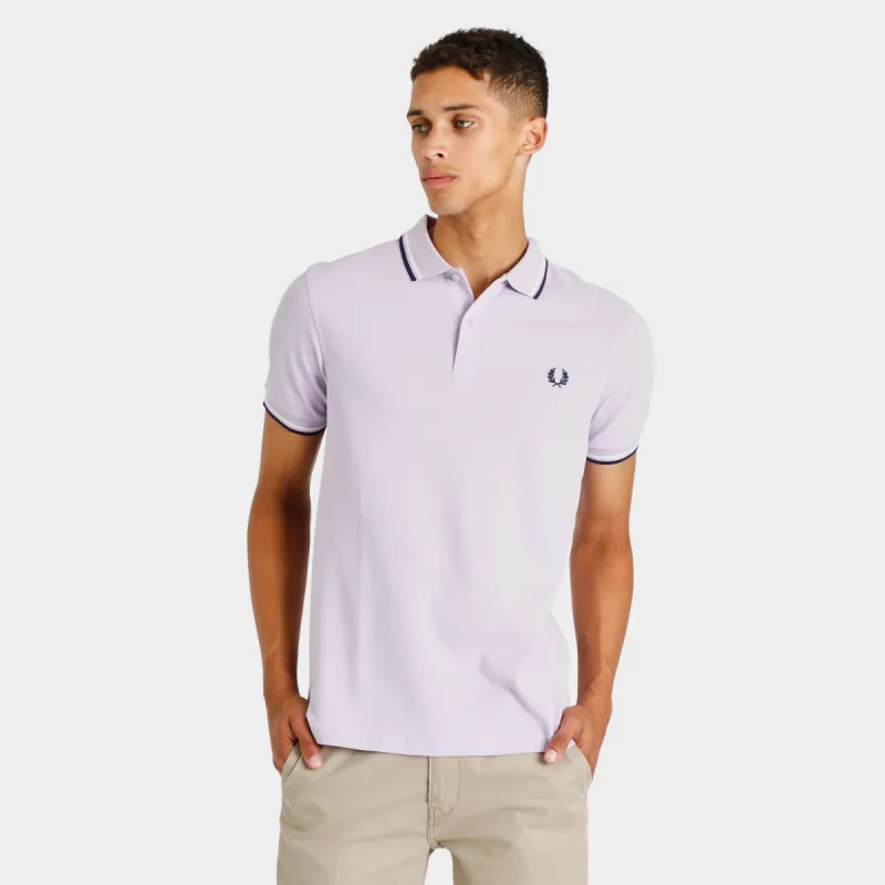 Fred Perry Twin Tipped Polo T-shirt Lilac Soul / Ecru - French Navy sold by JD Sports