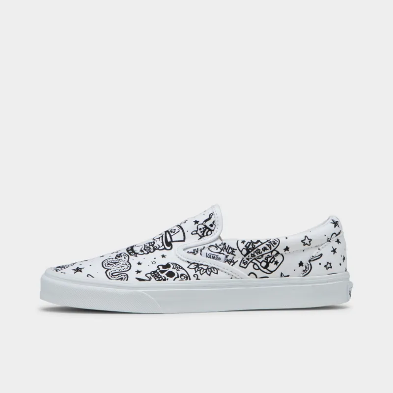 Vans Classic Slip-On U-Colour Tattoo Print / True White sold by JD Sports