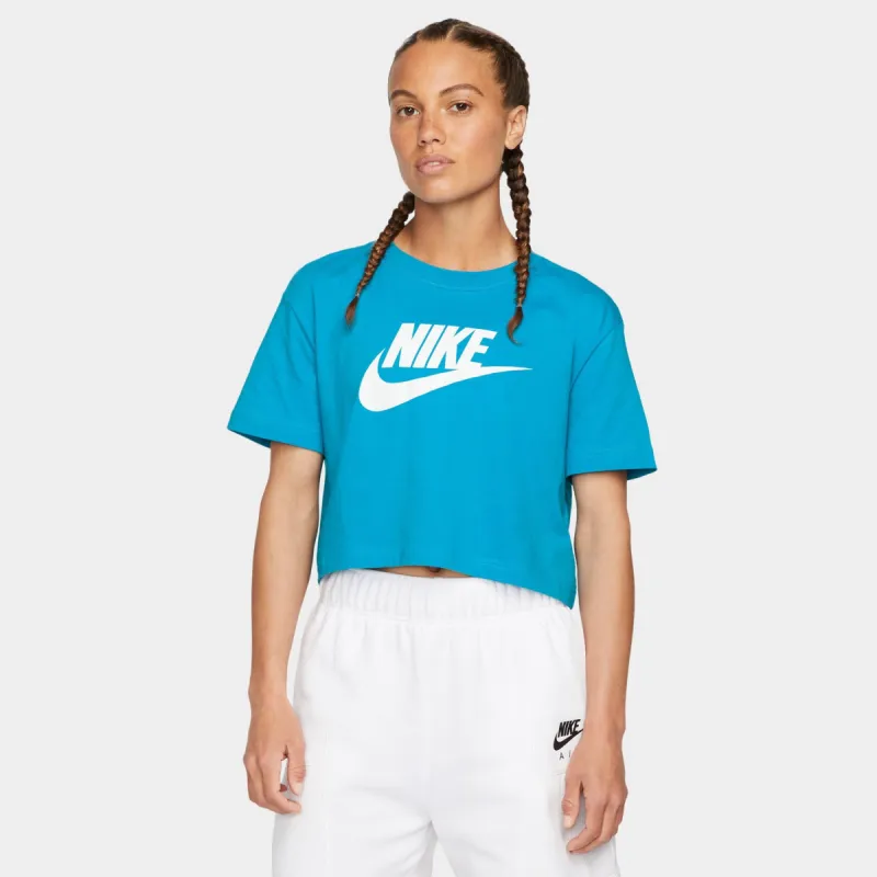 Nike Sportswear Women’s Essential Cropped T-shirt Laser Blue / White sold by JD Sports