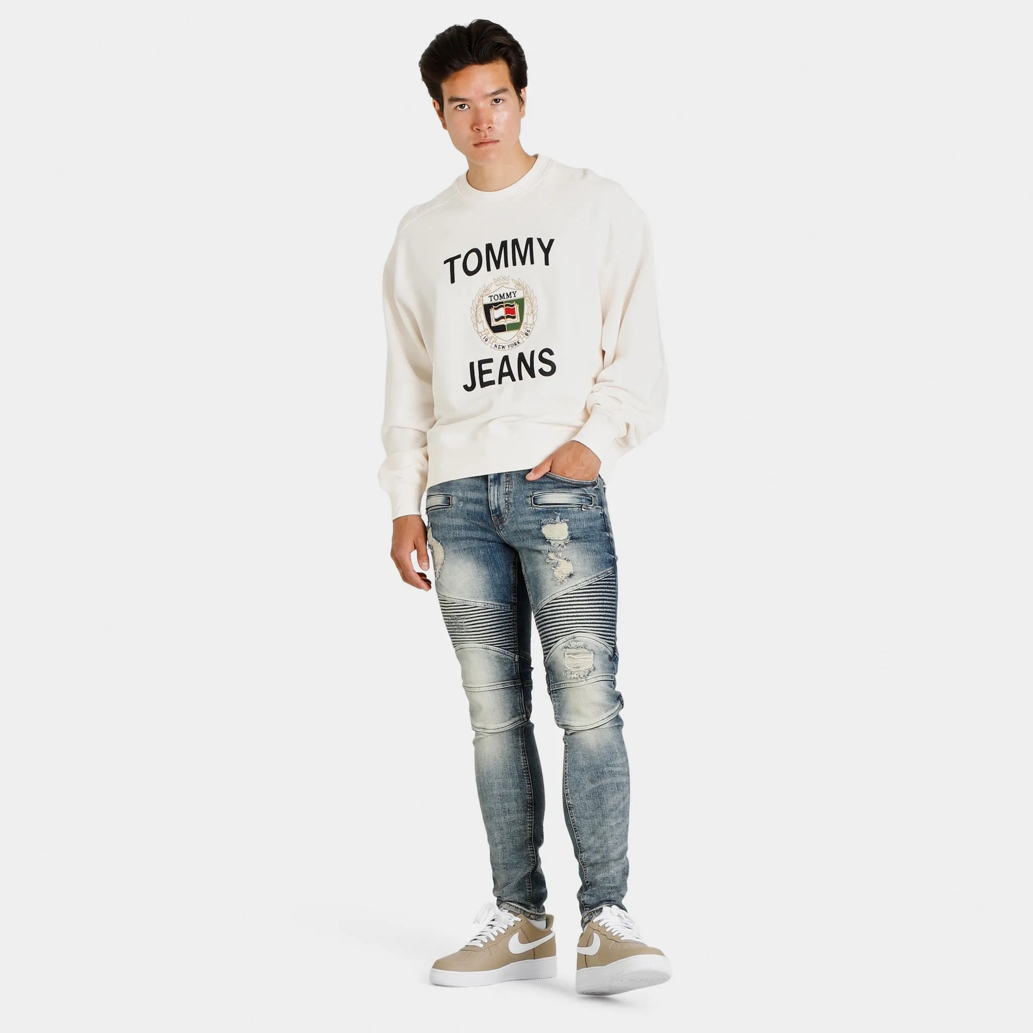 Tommy Jeans TJ Crest Logo Crewneck / Ancient White sold by JD Sports product image thumbnail 5