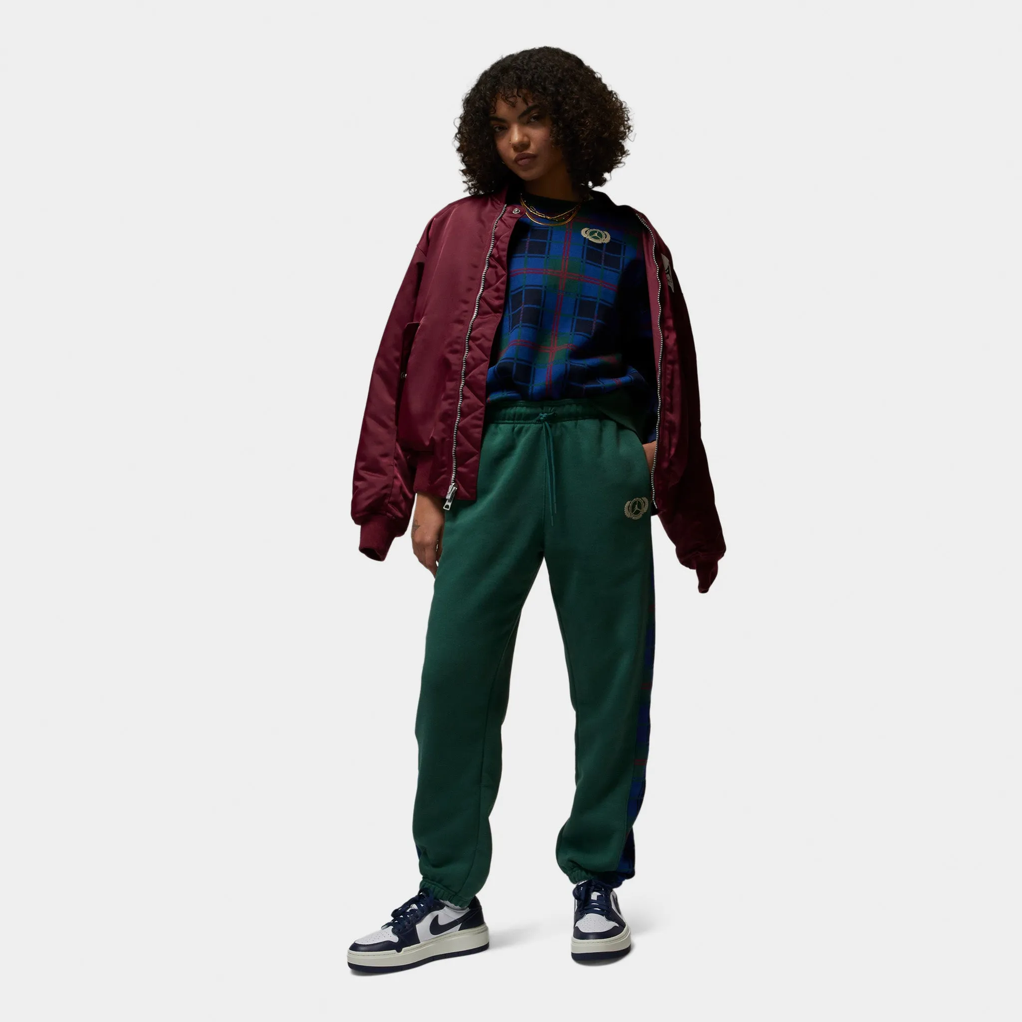 Jordan Women's Brooklyn Plaid Fleece Pants Noble Green / Rattan sold by JD Sports product image thumbnail 5