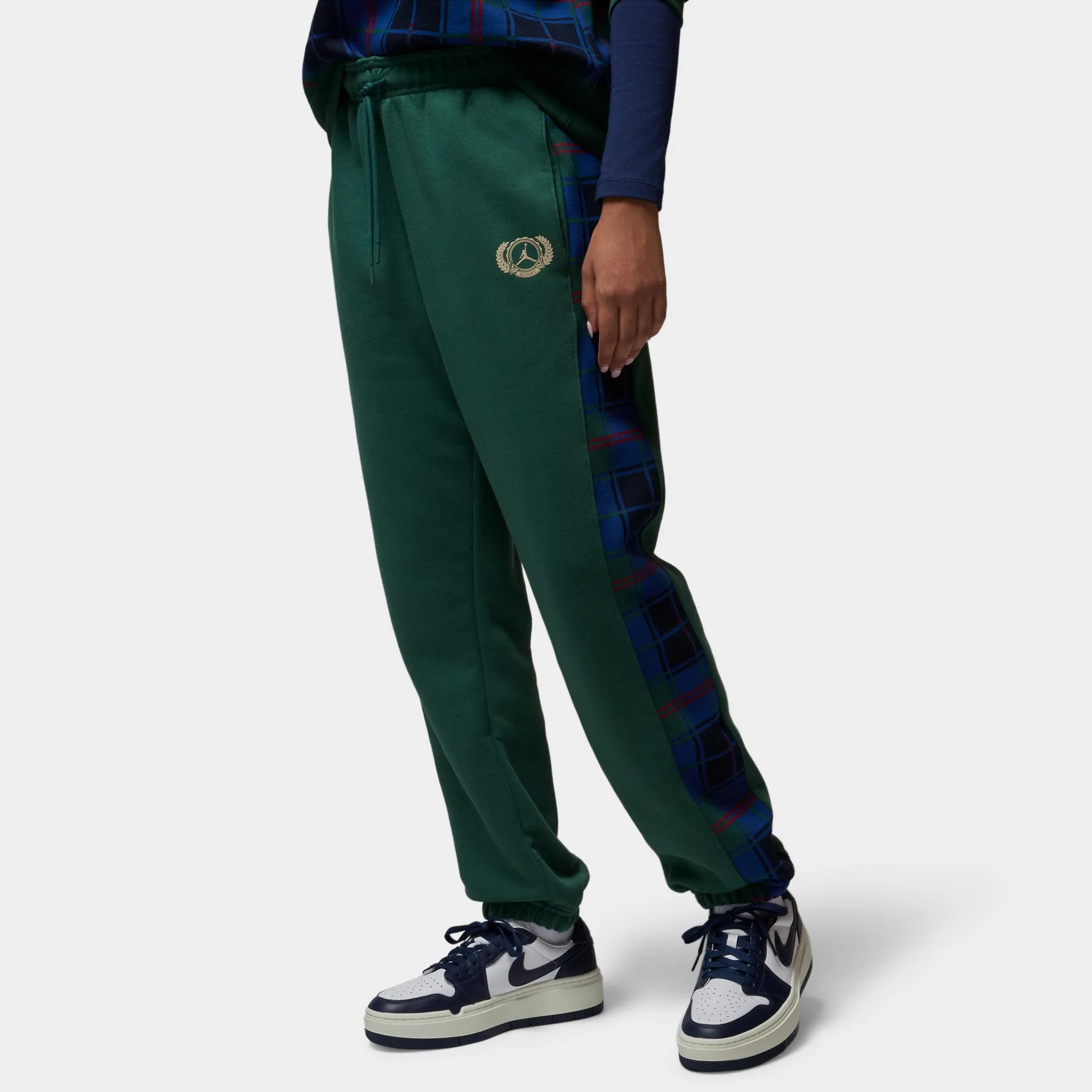 Jordan Women's Brooklyn Plaid Fleece Pants Noble Green / Rattan sold by JD Sports