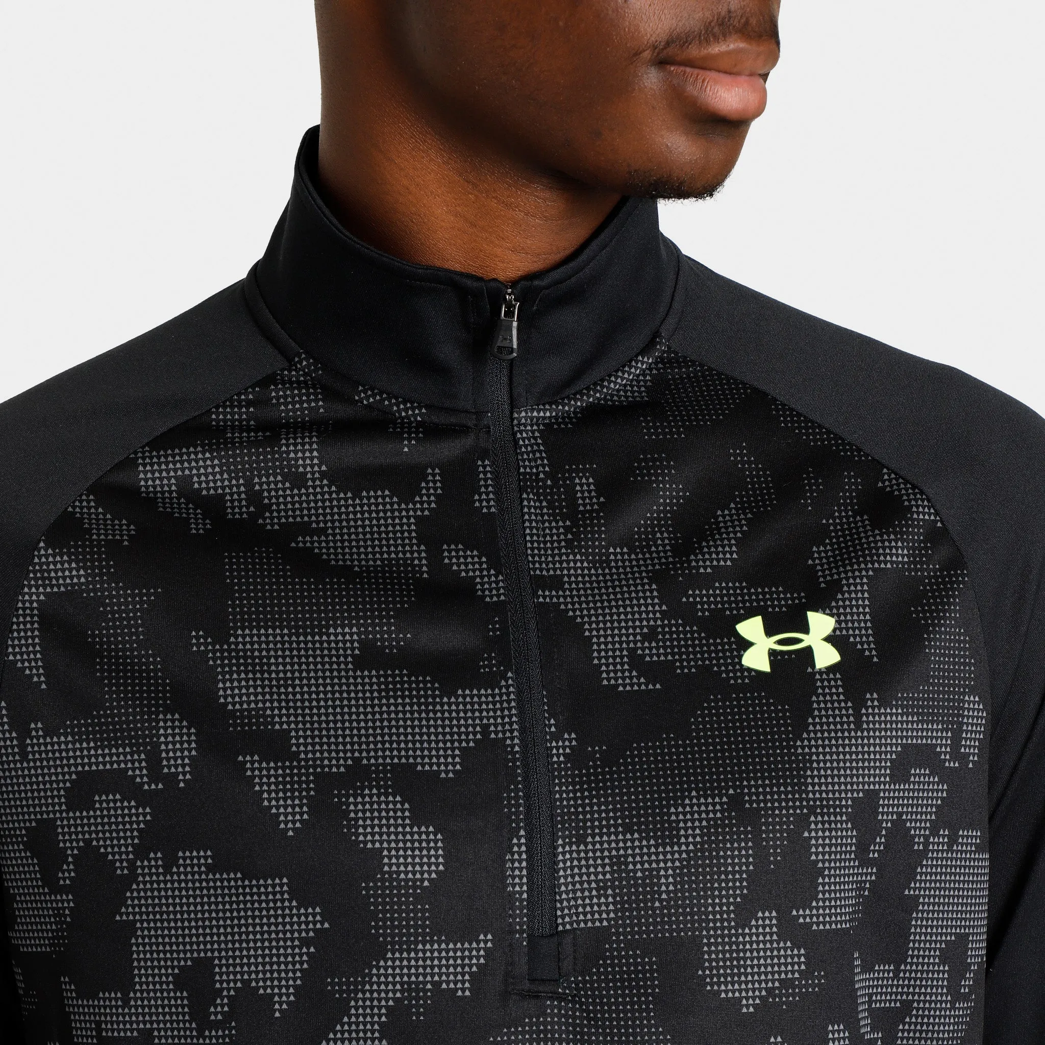 Under Armour Tech Print Half-Zip Black / Lime Surge sold by JD Sports product image thumbnail 4