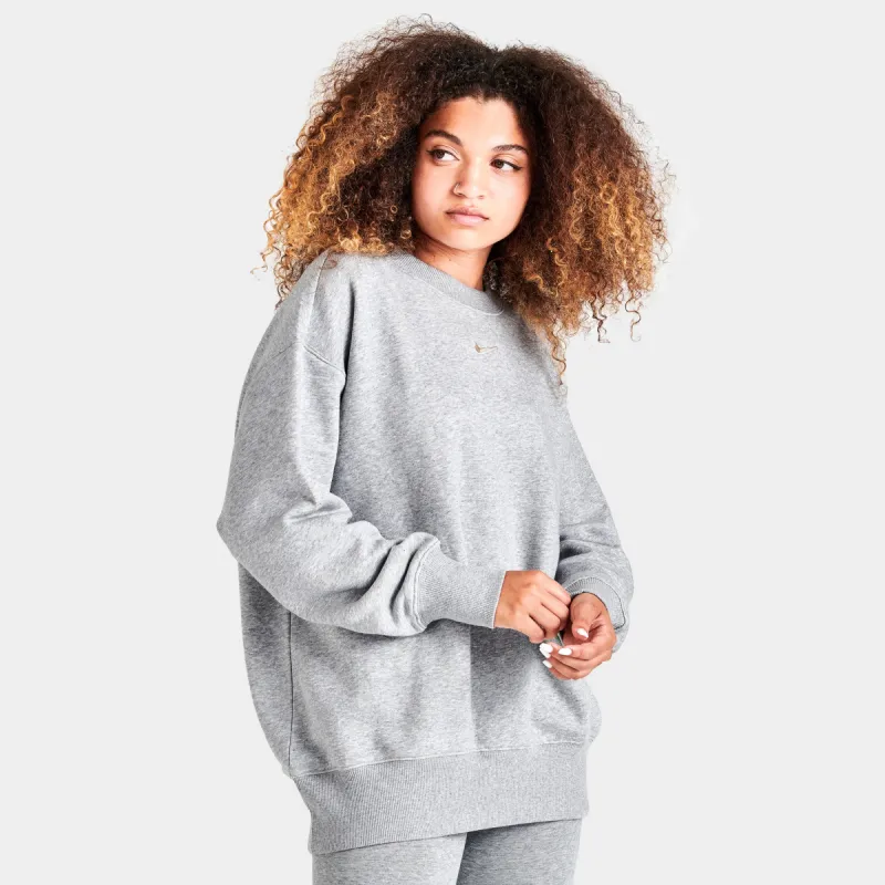 Nike Sportswear Women's Phoenix Fleece Oversized Crewneck Dark Grey Heather / Sail sold by JD Sports