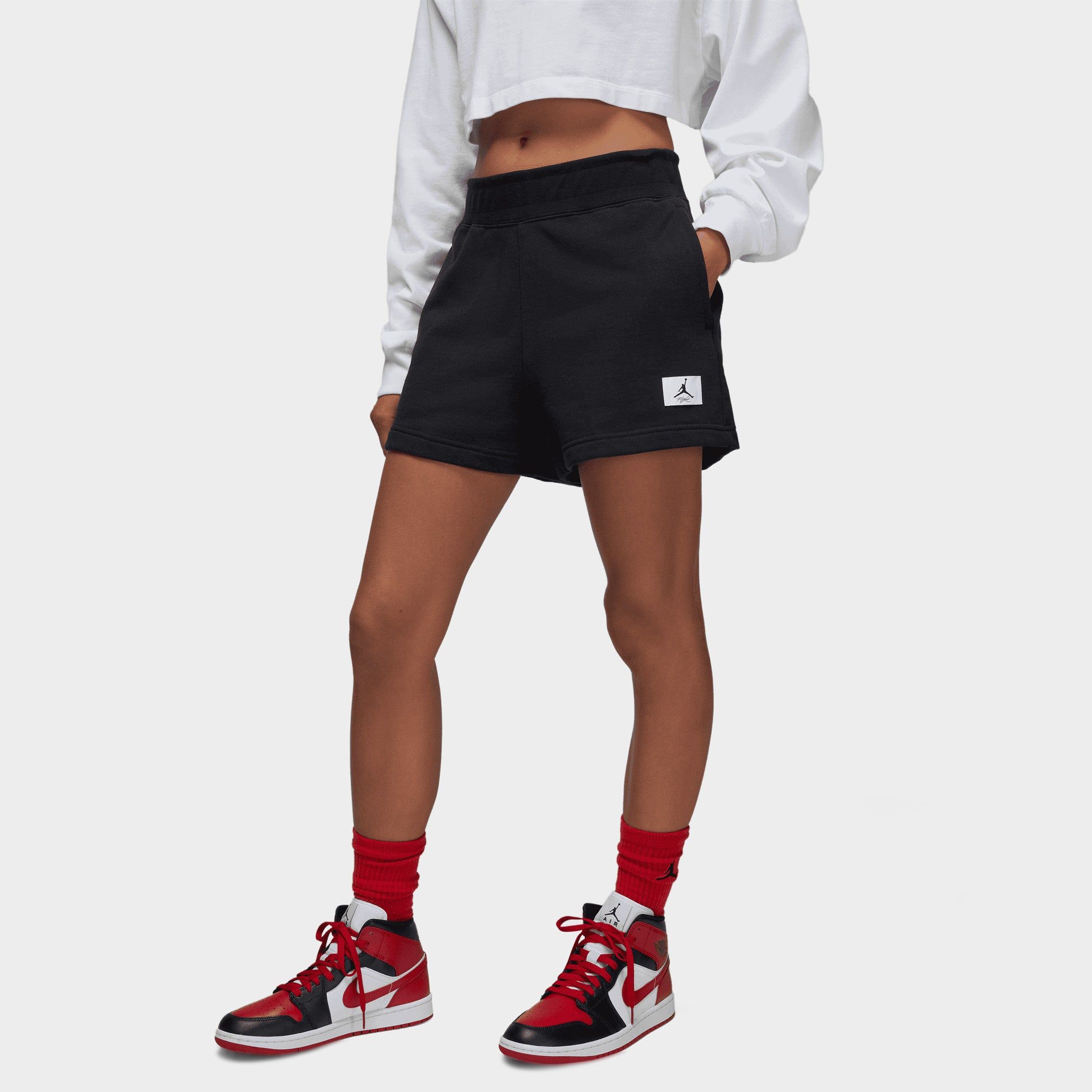 Jordan Women's Flight Fleece Blocked Shorts Black / Black sold by JD Sports