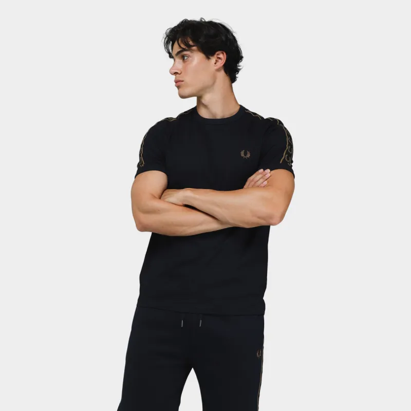 Fred Perry Contrast Tape Ringer T-Shirt Navy / Warm Stone sold by JD Sports