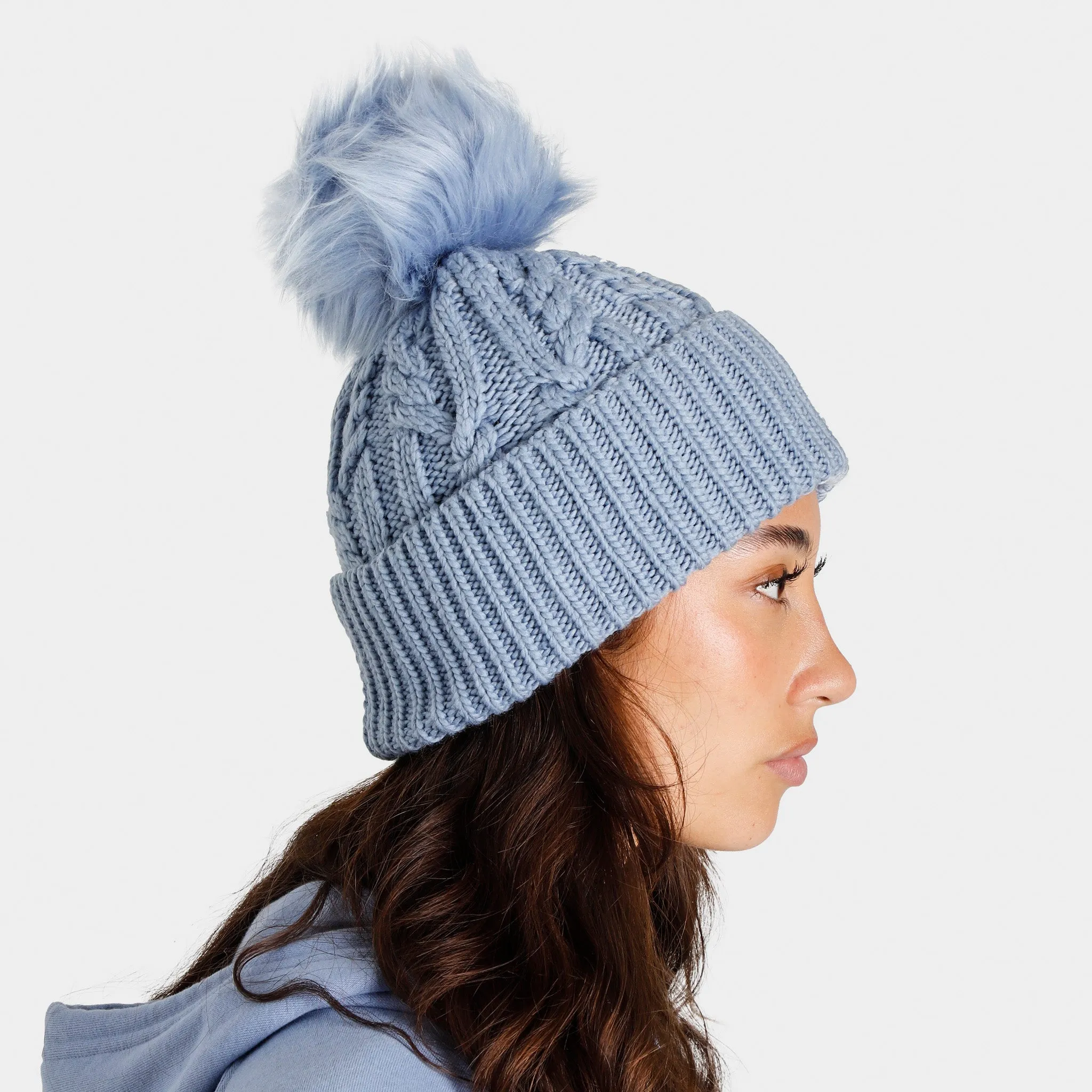 The North Face Women's Oh Mega Fur Pom Beanie / Folk Blue sold by JD Sports product image thumbnail 3