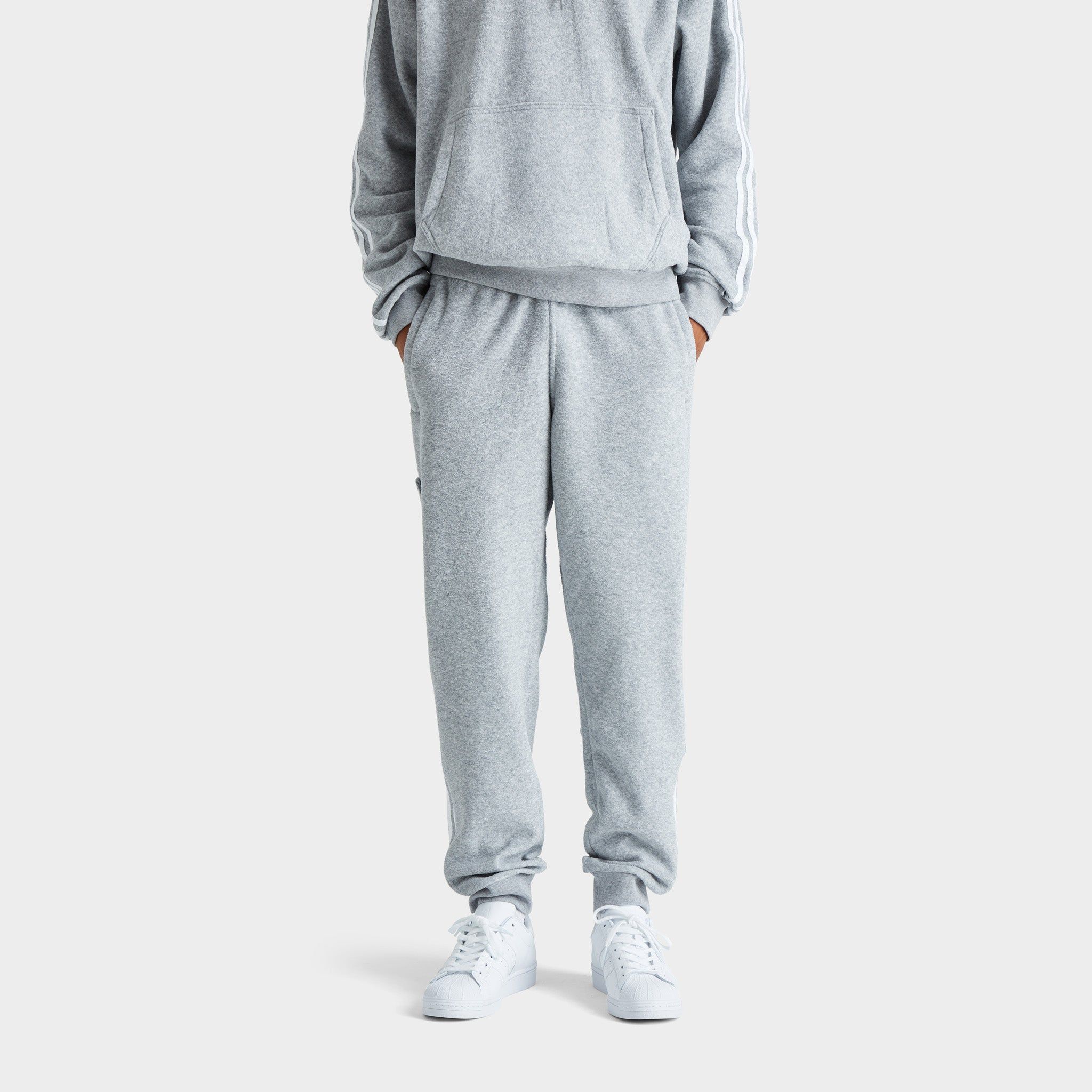 adidas Originals Comfort 3-Stripes Sweat Pants Medium Grey Heather / White sold by JD Sports