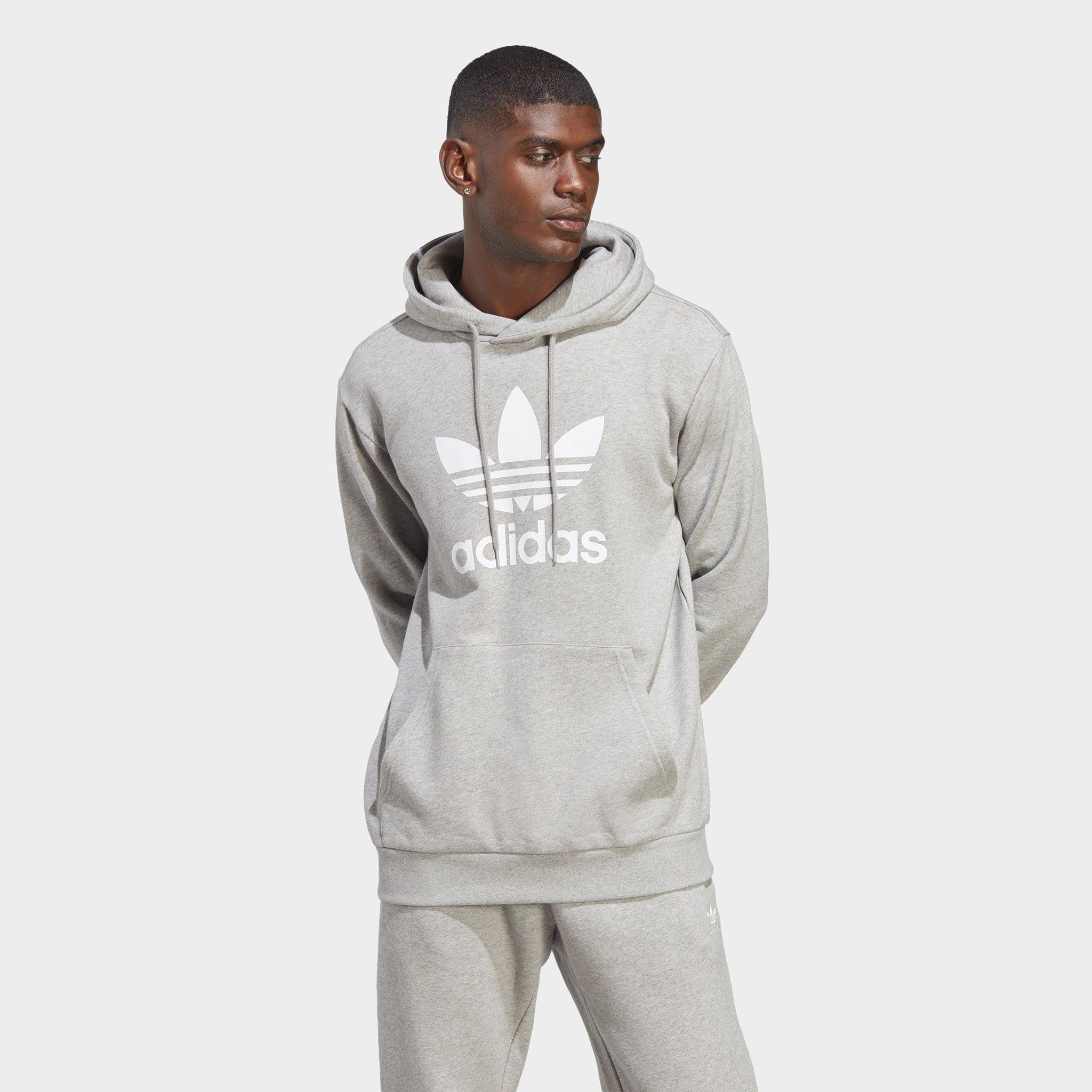 adidas Trefoil Pullover Hoodie / Medium Grey Heather sold by JD Sports
