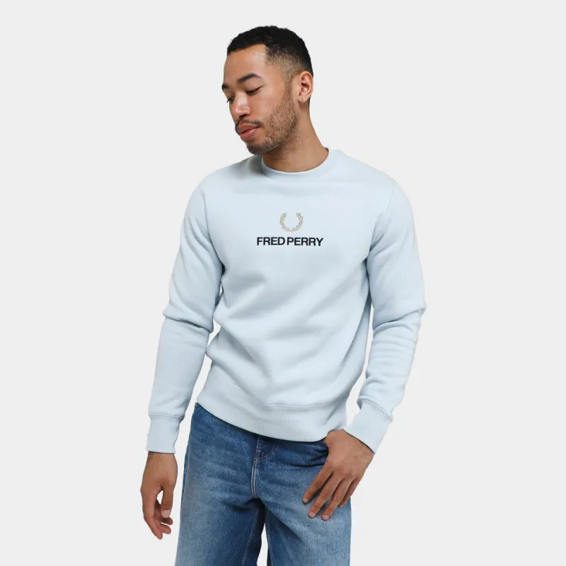 Fred Perry Embroidered Sweatshirt / Light Ice sold by JD Sports