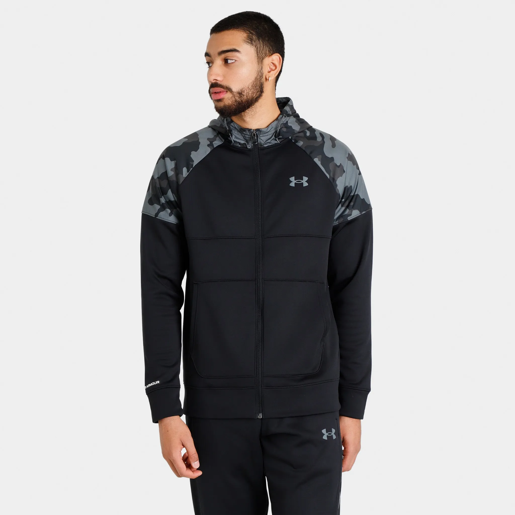 Under Armour JD Armour Fleece� Full Zip Prtd Hoodie Black / Pitch Gray sold by JD Sports