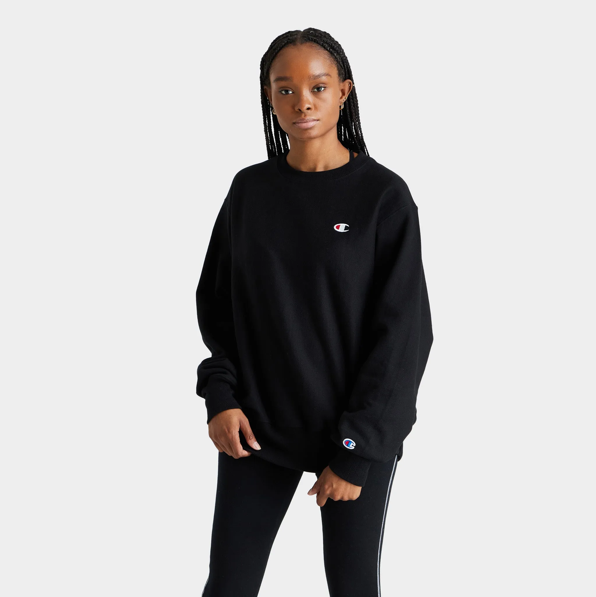 Champion Women's Oversized Reverse Weave Crewneck / Black sold by JD Sports
