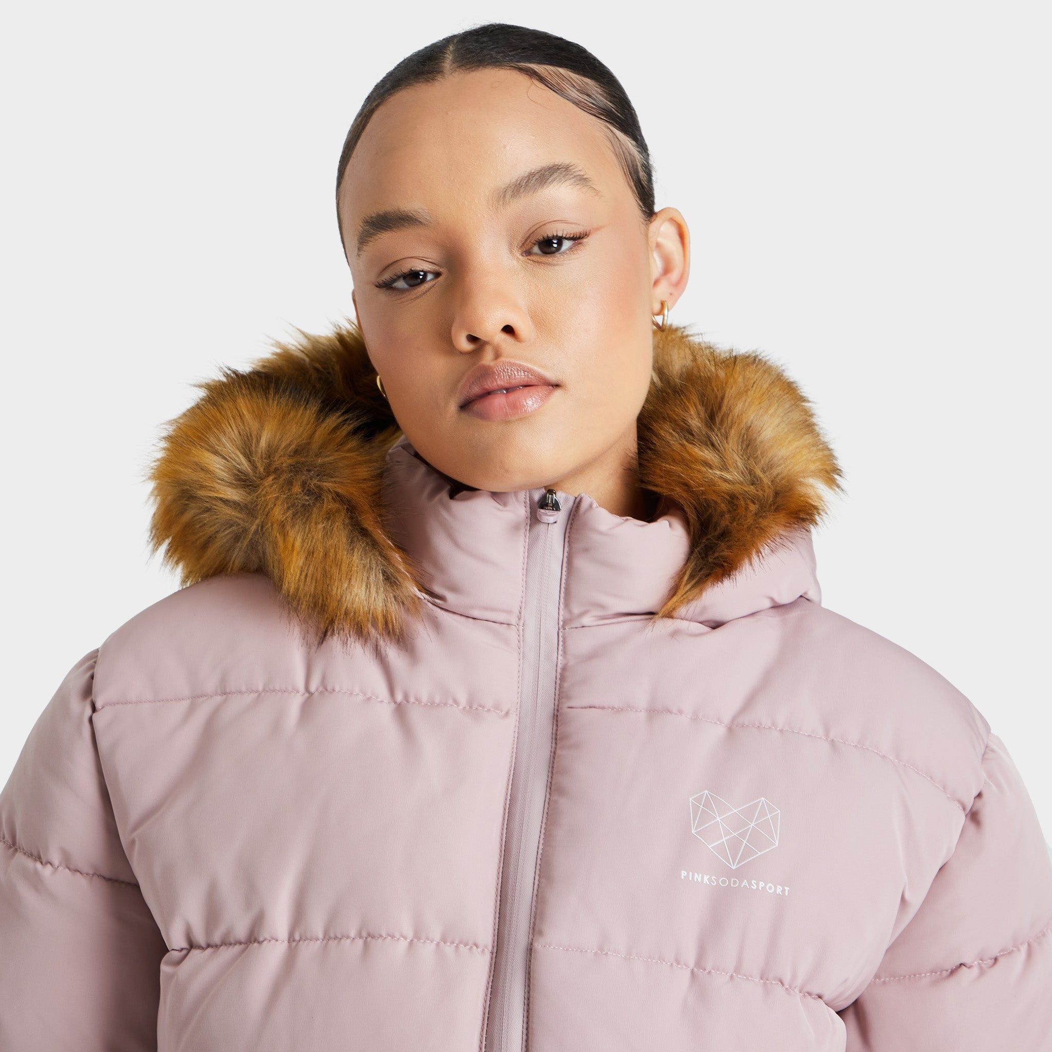 Pink Soda Sport Women's Rodeo Fur Trim Puffer Jacket / Deauville Mauve sold by JD Sports product image thumbnail 4