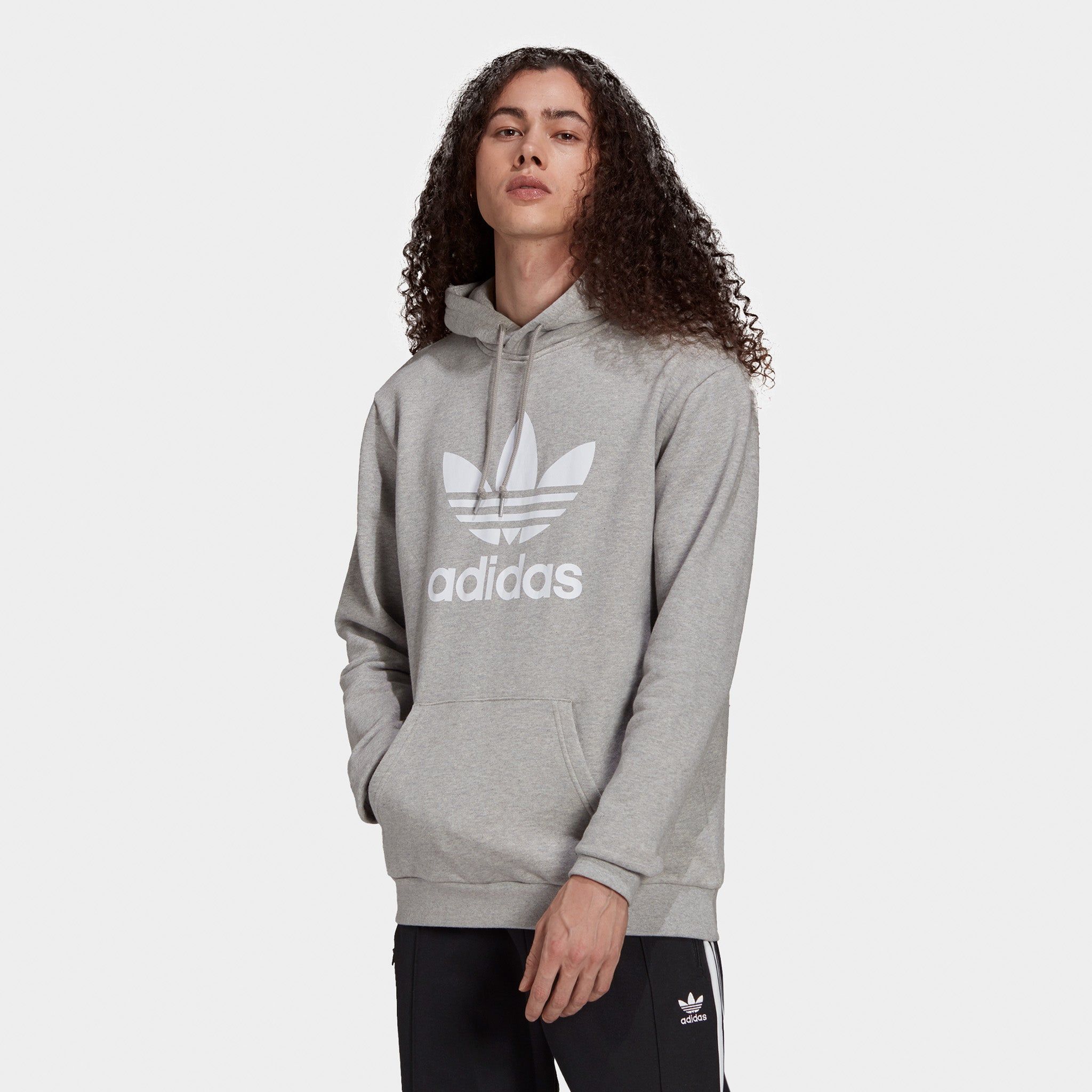 adidas Originals Classics Trefoil Pullover Hoodie Medium Grey Heather / White sold by JD Sports