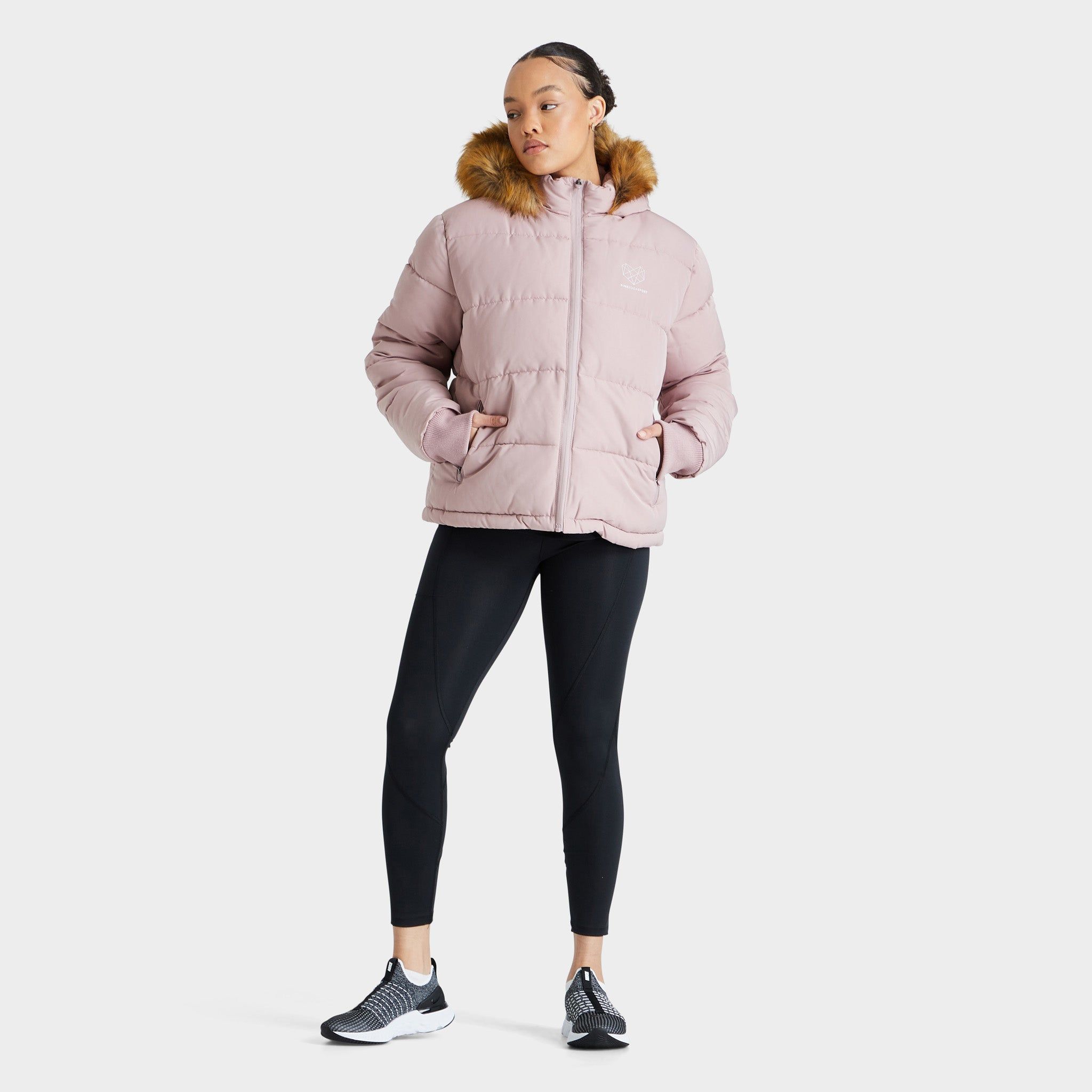 Pink Soda Sport Women's Rodeo Fur Trim Puffer Jacket / Deauville Mauve sold by JD Sports