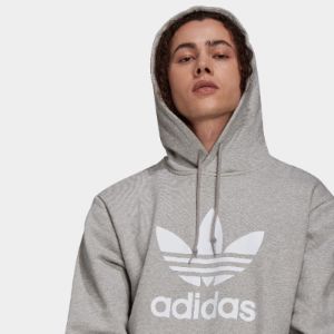 adidas Originals Classics Trefoil Pullover Hoodie Medium Grey Heather / White sold by JD Sports