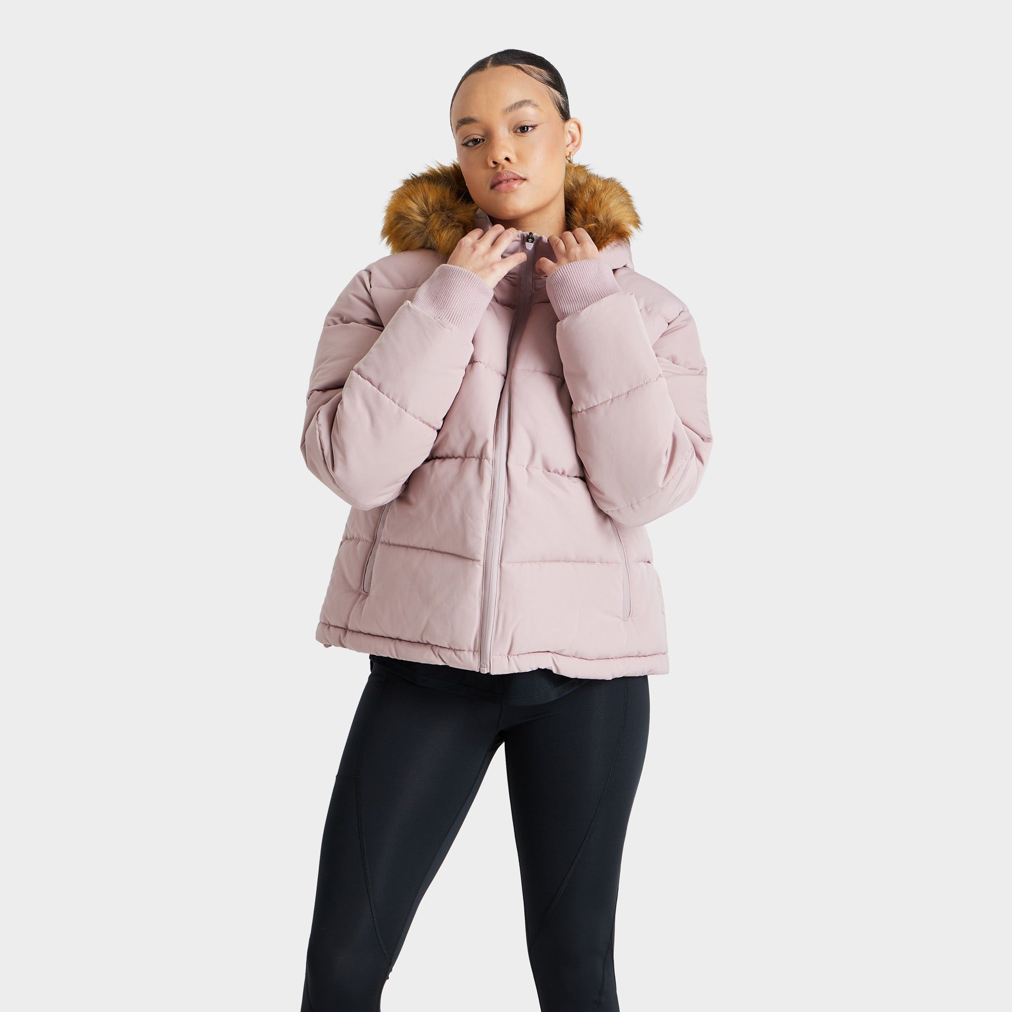 Pink Soda Sport Women's Rodeo Fur Trim Puffer Jacket / Deauville Mauve sold by JD Sports product image thumbnail 5