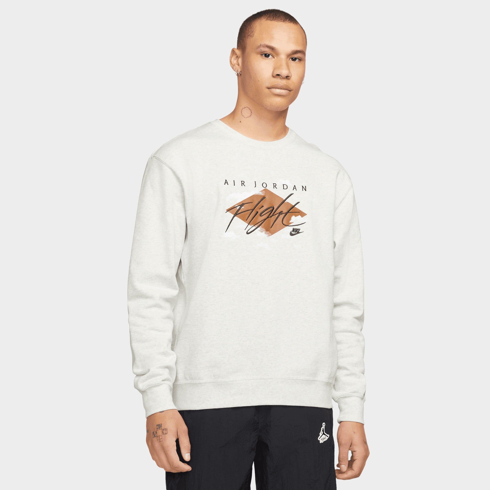 Jordan Statement Essentials Fleece Crewneck / Oatmeal Heather sold by JD Sports