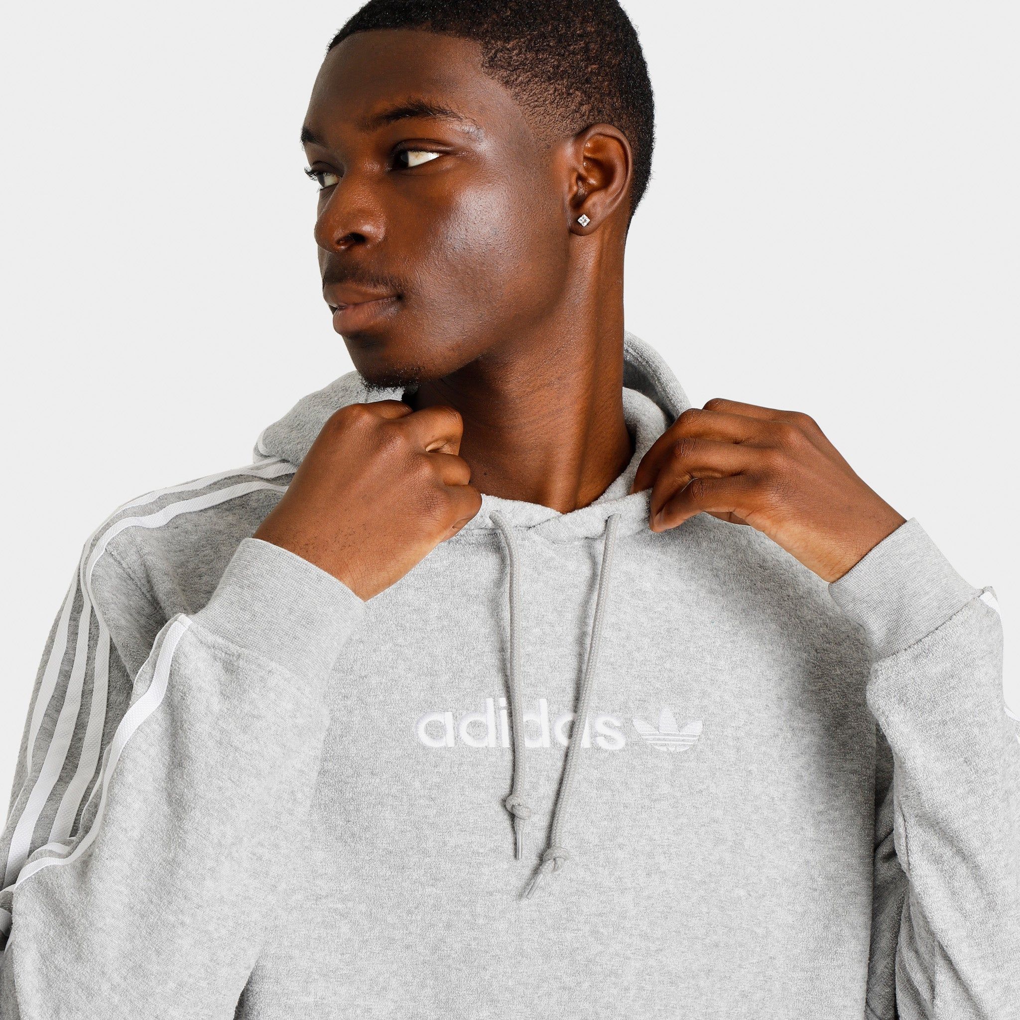 adidas Originals Comfort 3-Stripes Pullover Hoodie Medium Grey Heather / White sold by JD Sports product image thumbnail 3