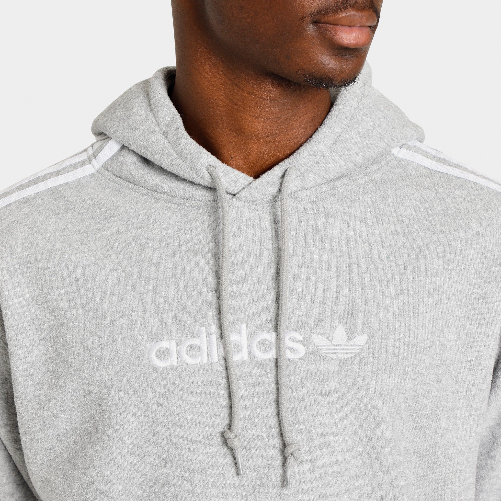 adidas Originals Comfort 3-Stripes Pullover Hoodie Medium Grey Heather / White sold by JD Sports product image thumbnail 4
