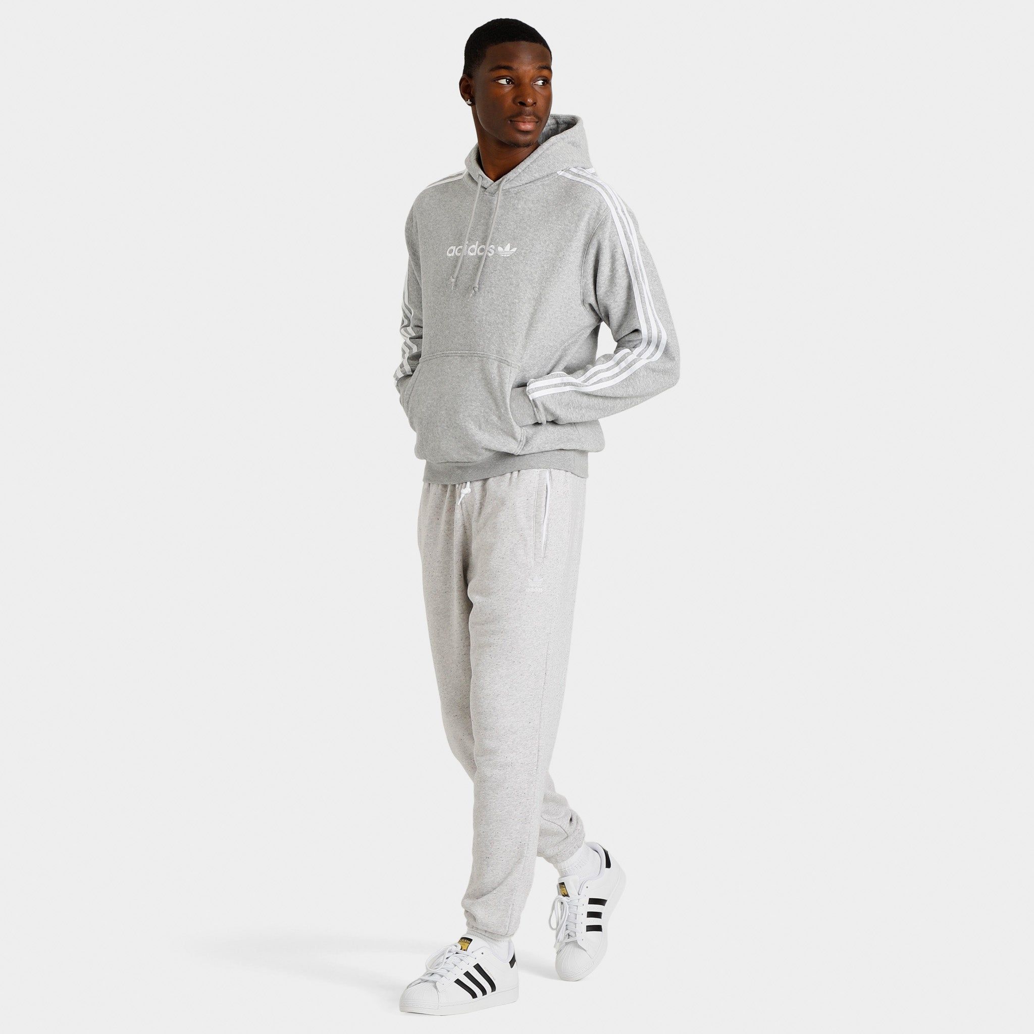 adidas Originals Comfort 3-Stripes Pullover Hoodie Medium Grey Heather / White sold by JD Sports product image thumbnail 5