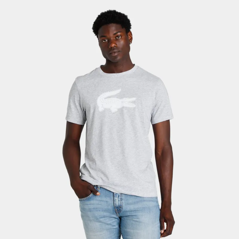 Lacoste SPORT 3D Print Crocodile Breathable Jersey T-shirt Grey Chine / White made by JD Sports