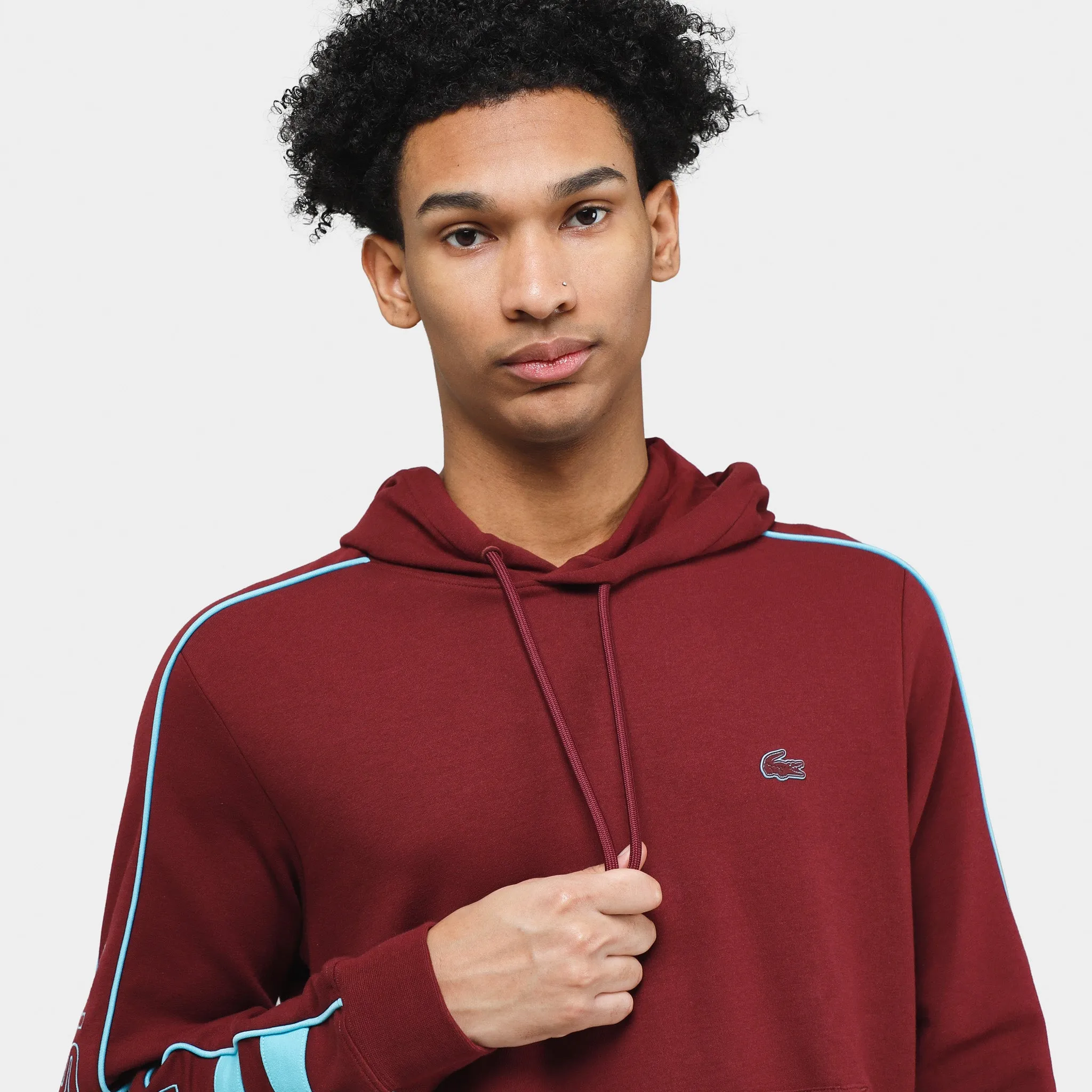Lacoste Contrast Details Pullover Hoodie / Burgundy sold by JD Sports product image thumbnail 3