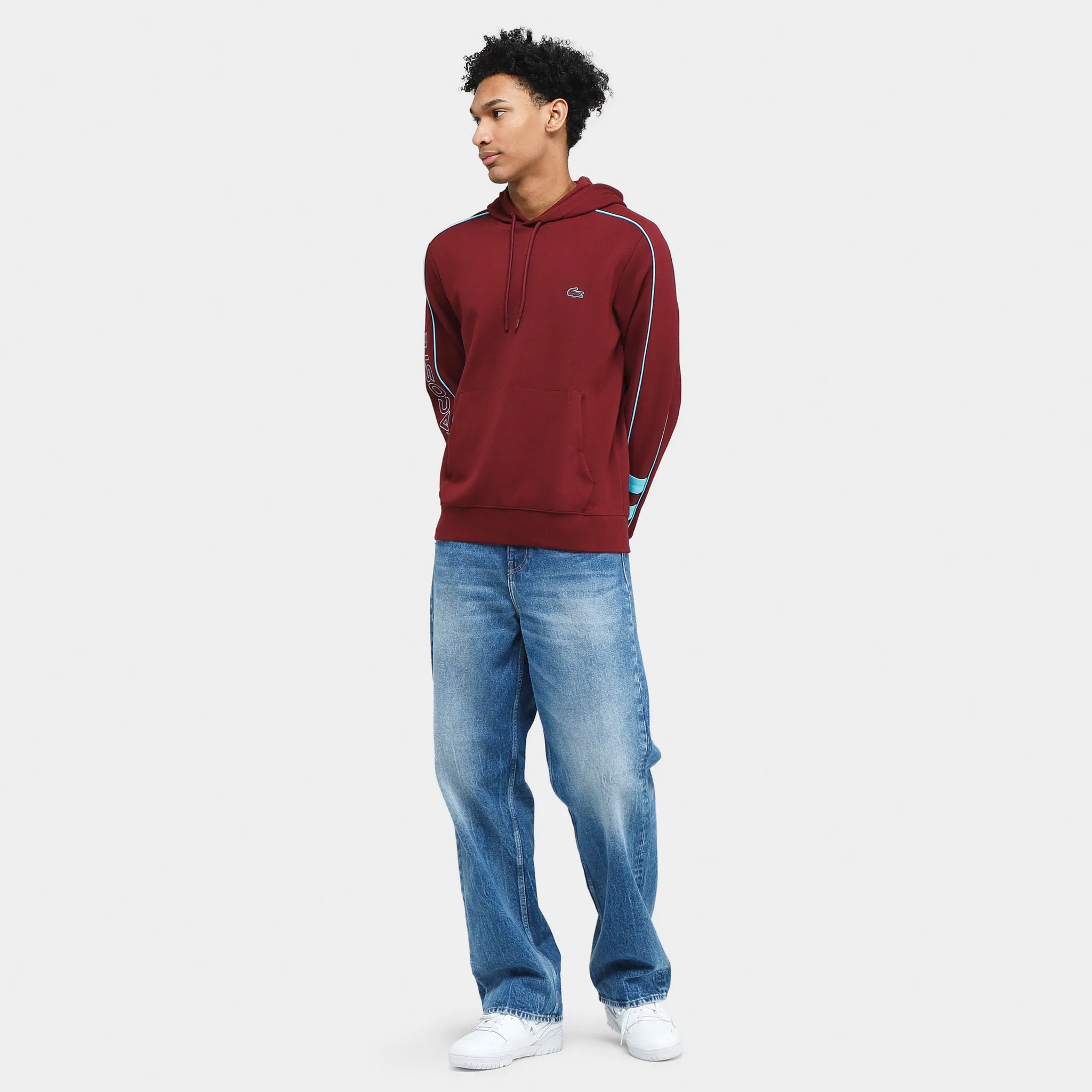 Lacoste Contrast Details Pullover Hoodie / Burgundy sold by JD Sports product image thumbnail 5