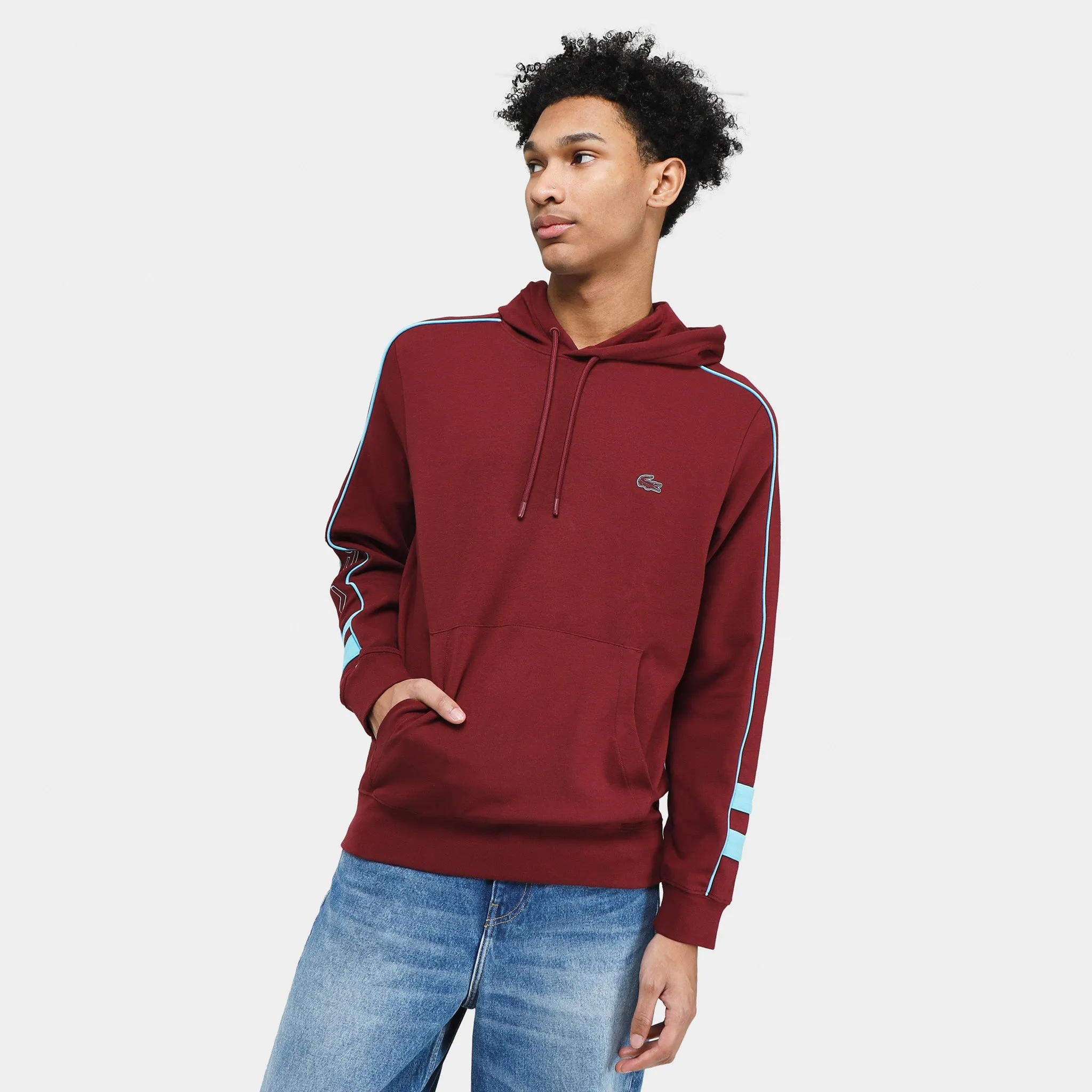 Lacoste Contrast Details Pullover Hoodie / Burgundy sold by JD Sports