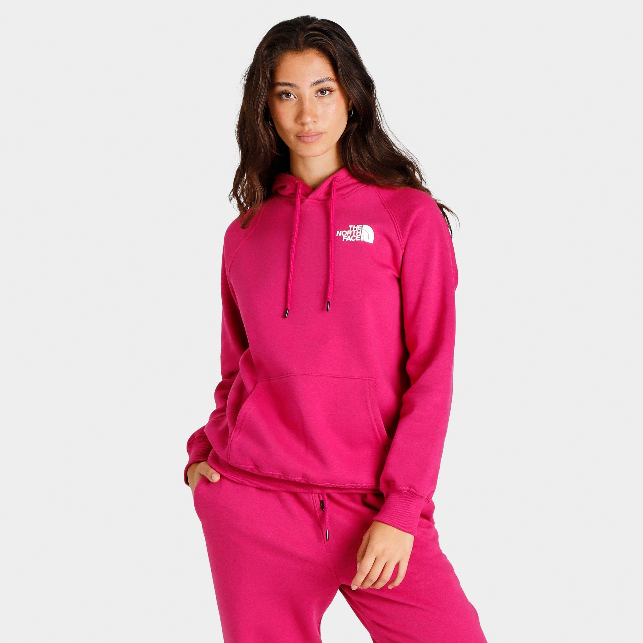 The North Face Women’s Box NSE Pullover Hoodie Fuschia Pink / Fuschia Pink sold by JD Sports