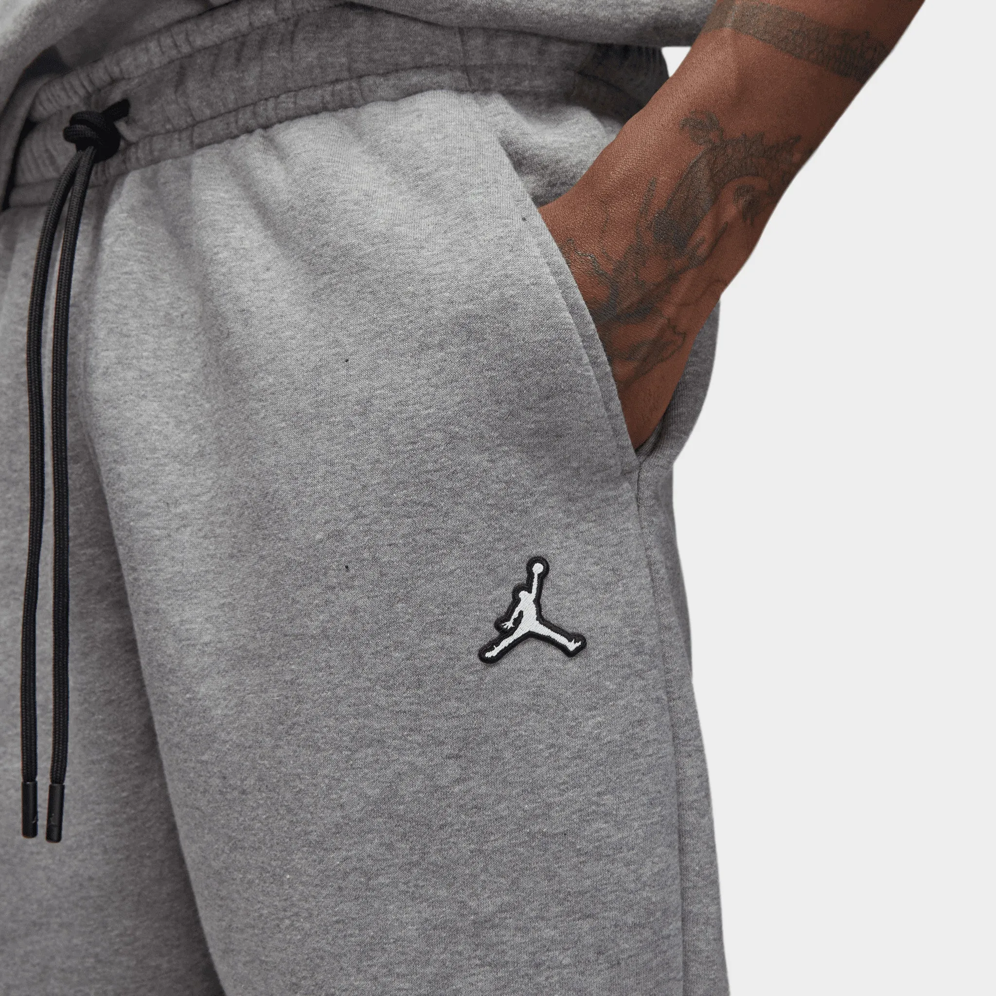Jordan Essentials Fleece Pants Carbon Heather / Black - White sold by JD Sports product image thumbnail 3