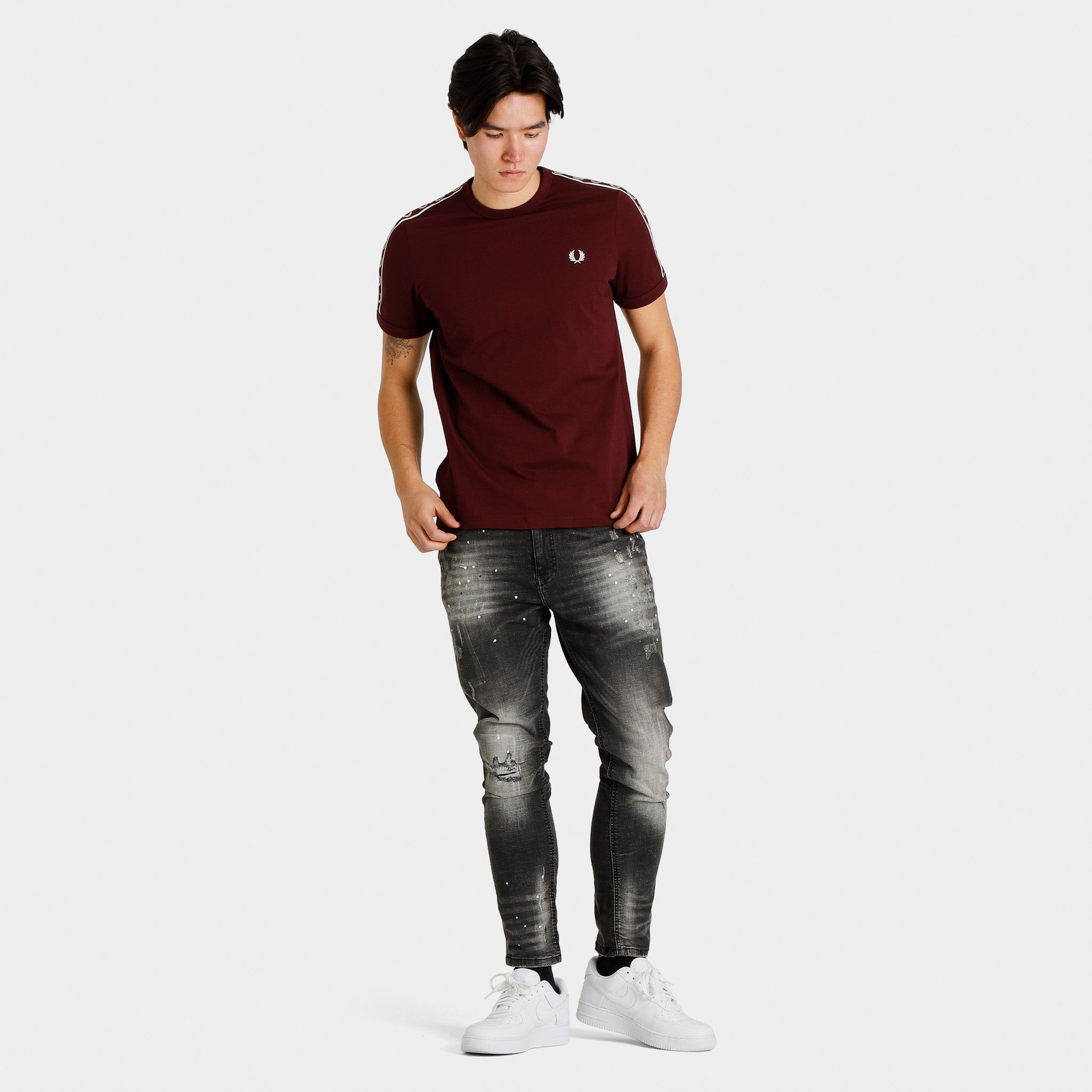 Fred Perry Contrast Tape Ringer T-Shirt / Oxblood sold by JD Sports product image thumbnail 5
