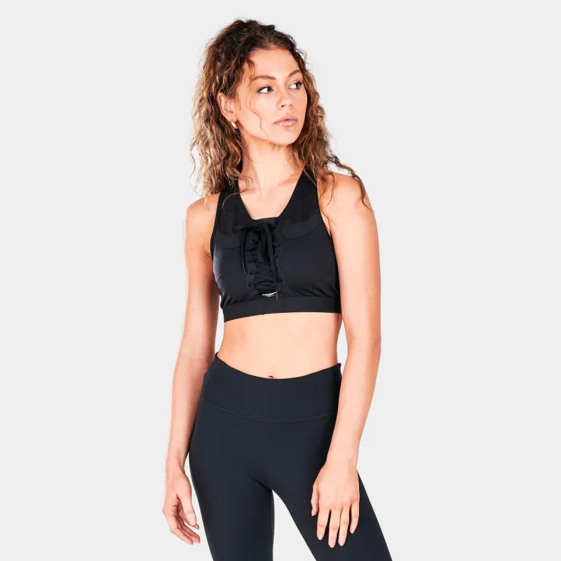 Nike Women's Dri-FIT Swoosh Air Force 1 Medium-Support Laced Sports Bra Black / Black sold by JD Sports