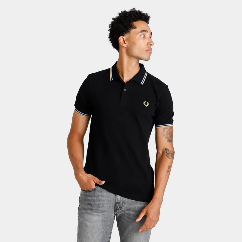 Fred Perry Twin Tipped Polo T-shirt Sky / Black - Black sold by JD Sports