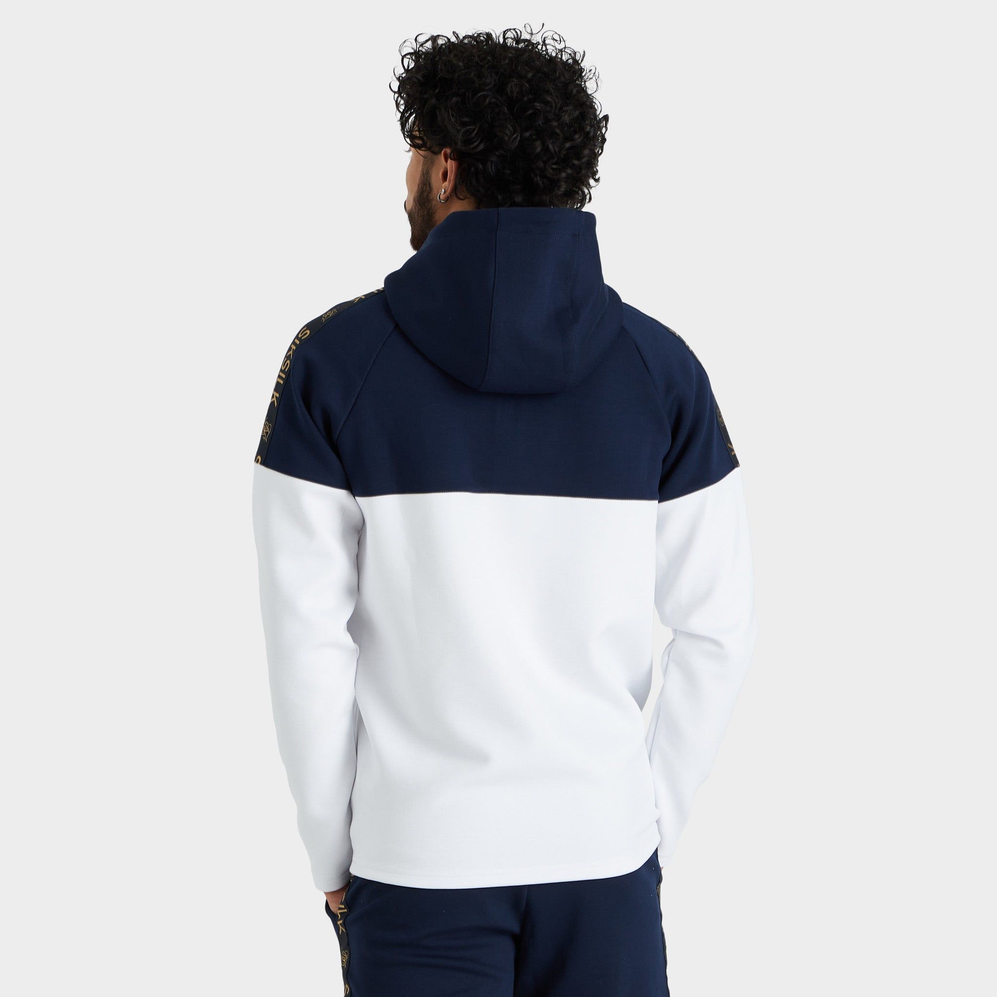 SikSilk Tape Zip Through Hoodie & Jogger Set Navy / White sold by JD Sports product image thumbnail 2