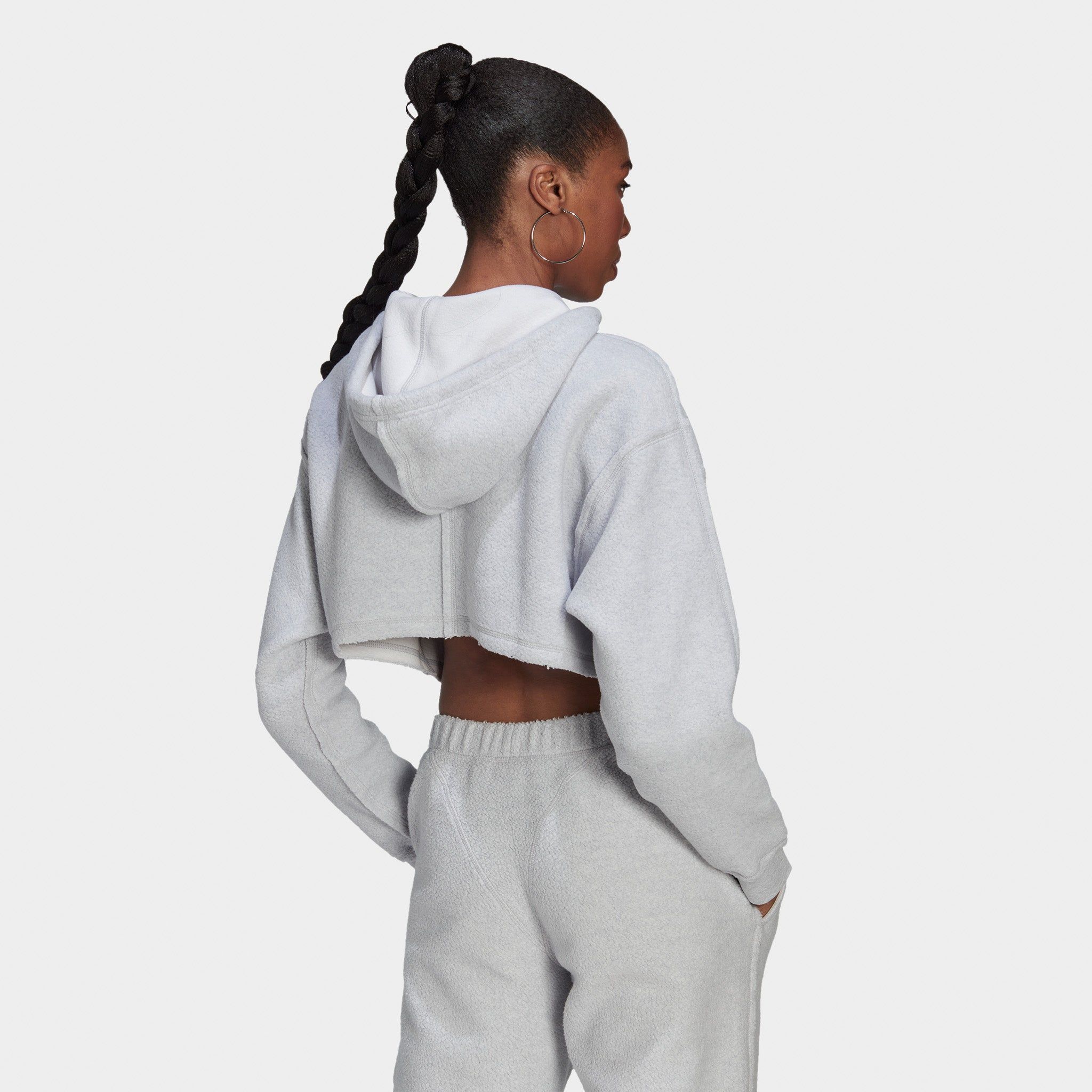 adidas Originals Women's Crop Full Zip Loungewear Hoodie / Light Grey Heather sold by JD Sports product image thumbnail 2