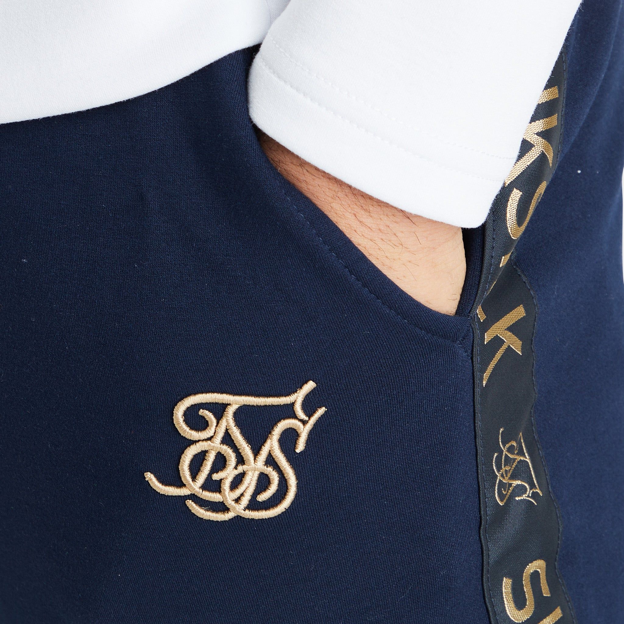 SikSilk Tape Zip Through Hoodie & Jogger Set Navy / White sold by JD Sports product image thumbnail 9