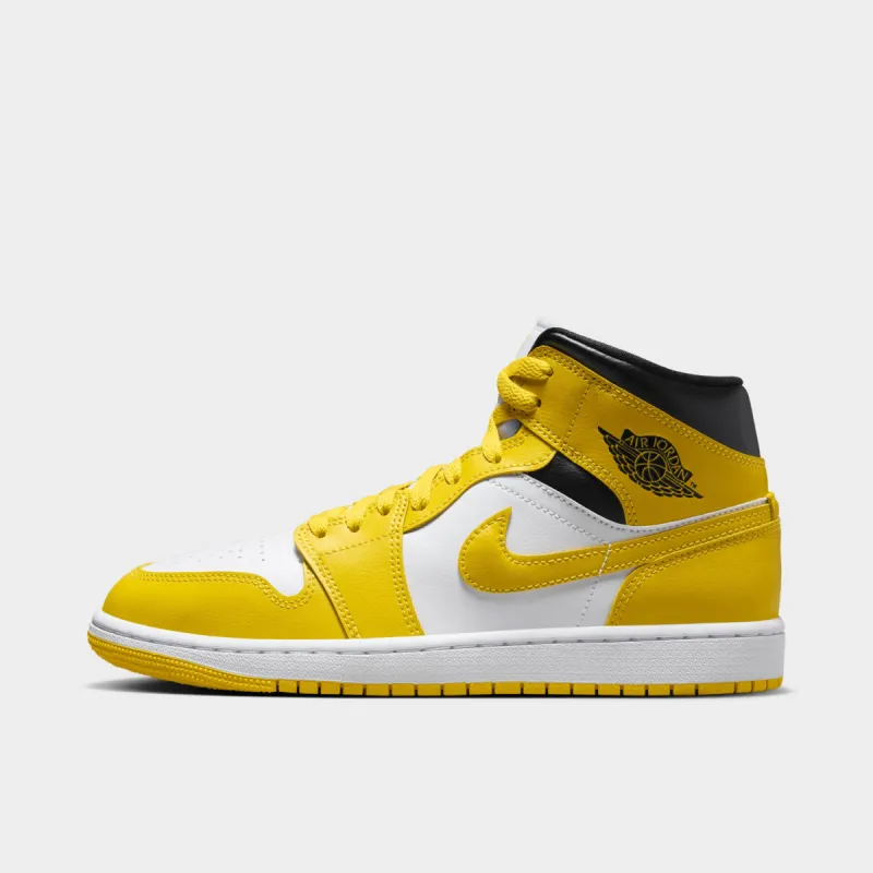 Jordan Women's 1 Mid White / Vivid Sulfur - Black sold by JD Sports
