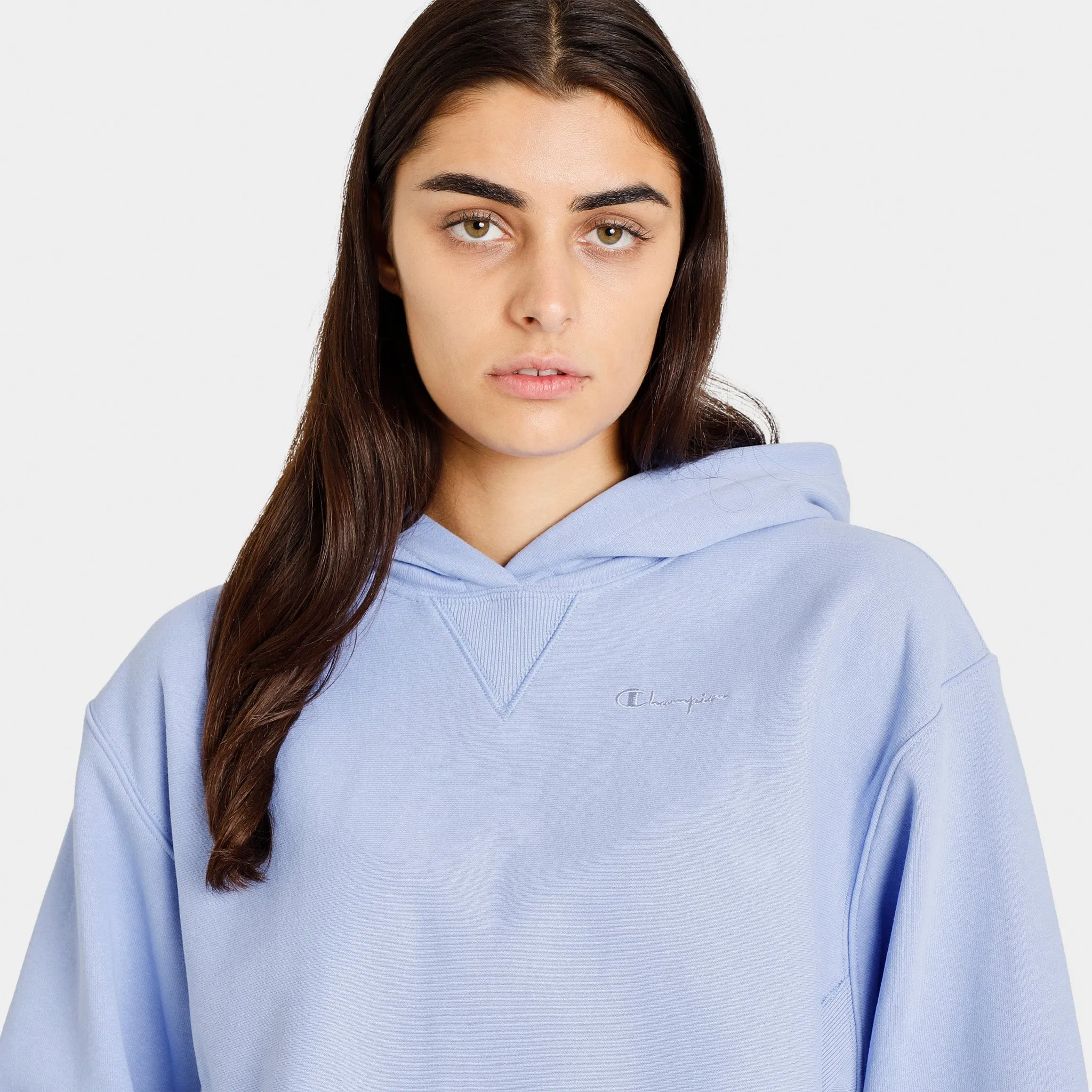Champion Women's Reverse Weave French Terry Crop Curve Hem Pullover Hoodie / Charming Blue sold by JD Sports product image thumbnail 3