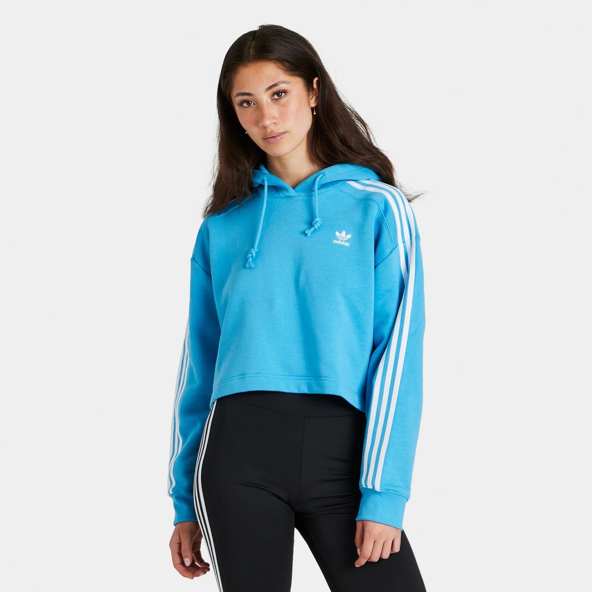 adidas Originals Women's Crop Pullover Hoodie / Sky Rush sold by JD Sports