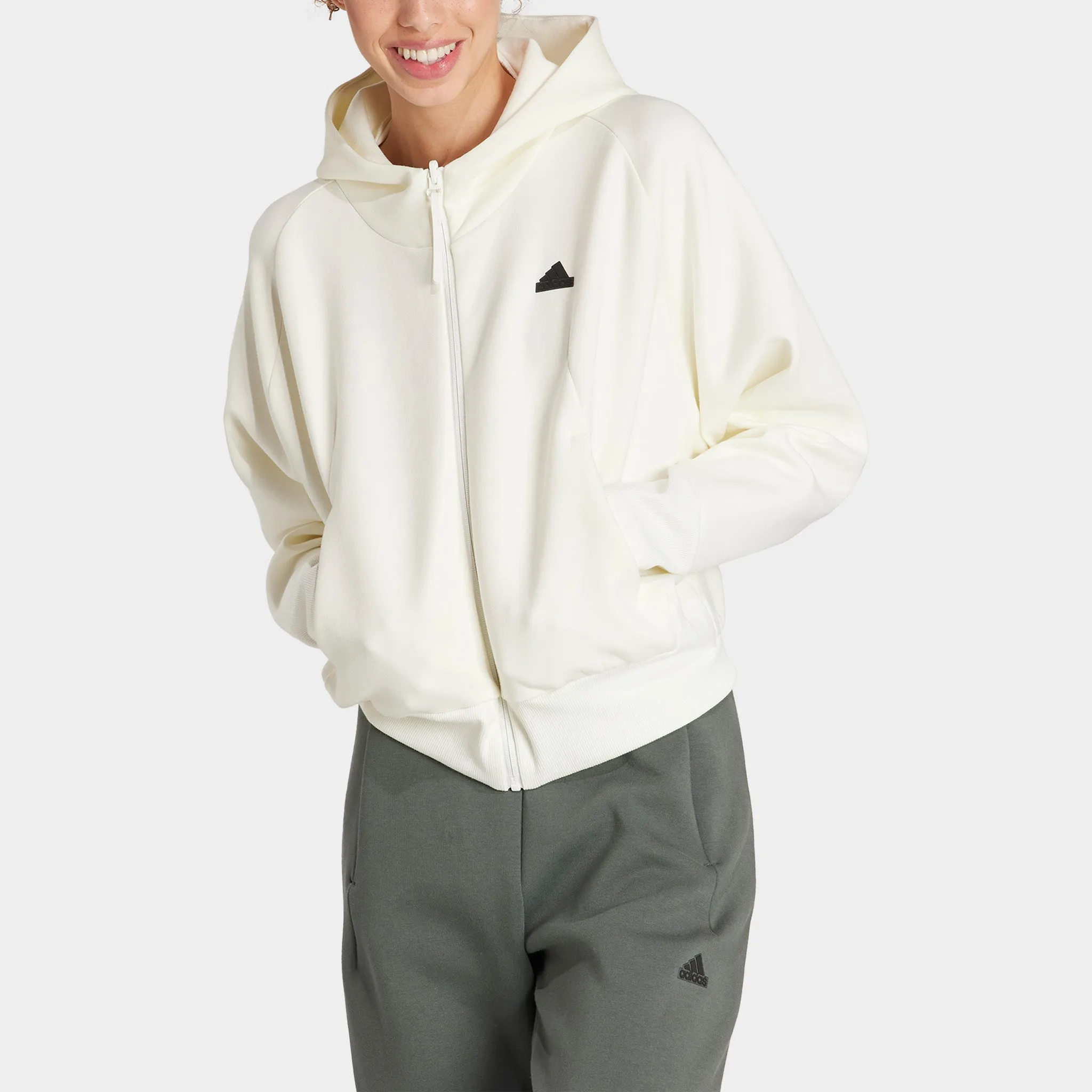 adidas Women's Z.N.E. Full Zip Hoodie / Off White sold by JD Sports product image thumbnail 3