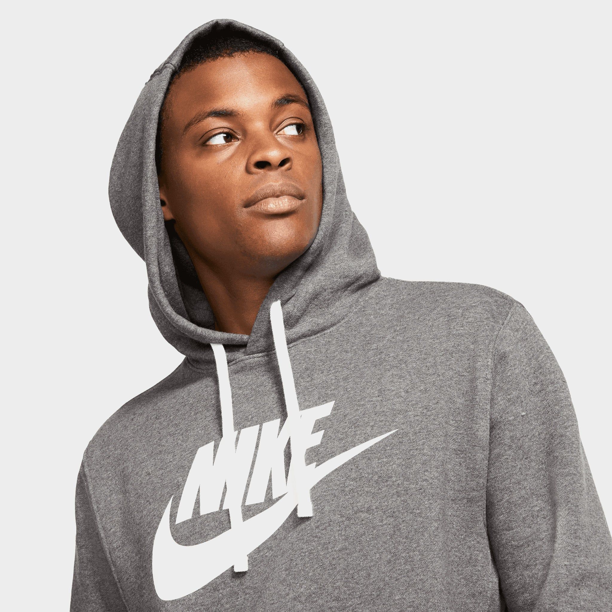 Nike Sportswear Club Fleece Graphic Pullover Hoodie Charcoal Heather / White - White sold by JD Sports product image thumbnail 3