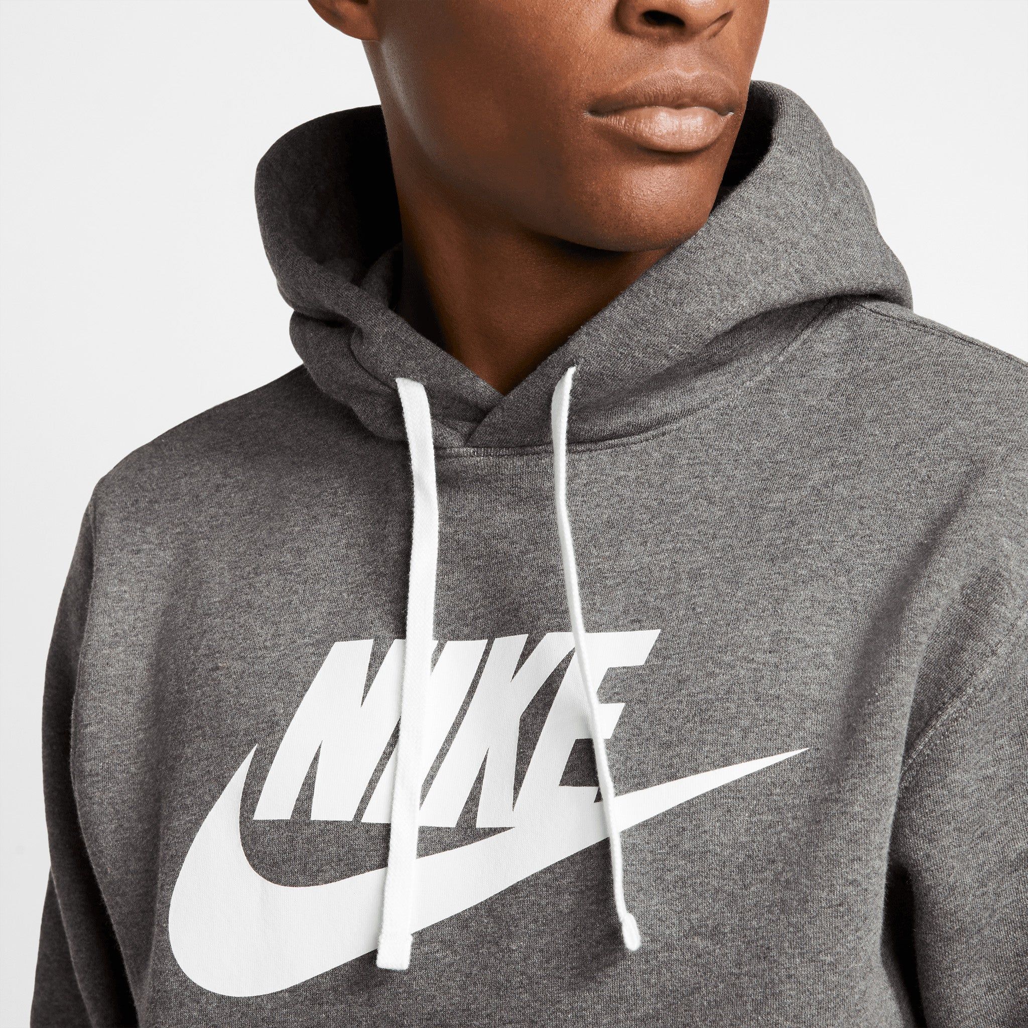 Nike Sportswear Club Fleece Graphic Pullover Hoodie Charcoal Heather / White - White sold by JD Sports product image thumbnail 4